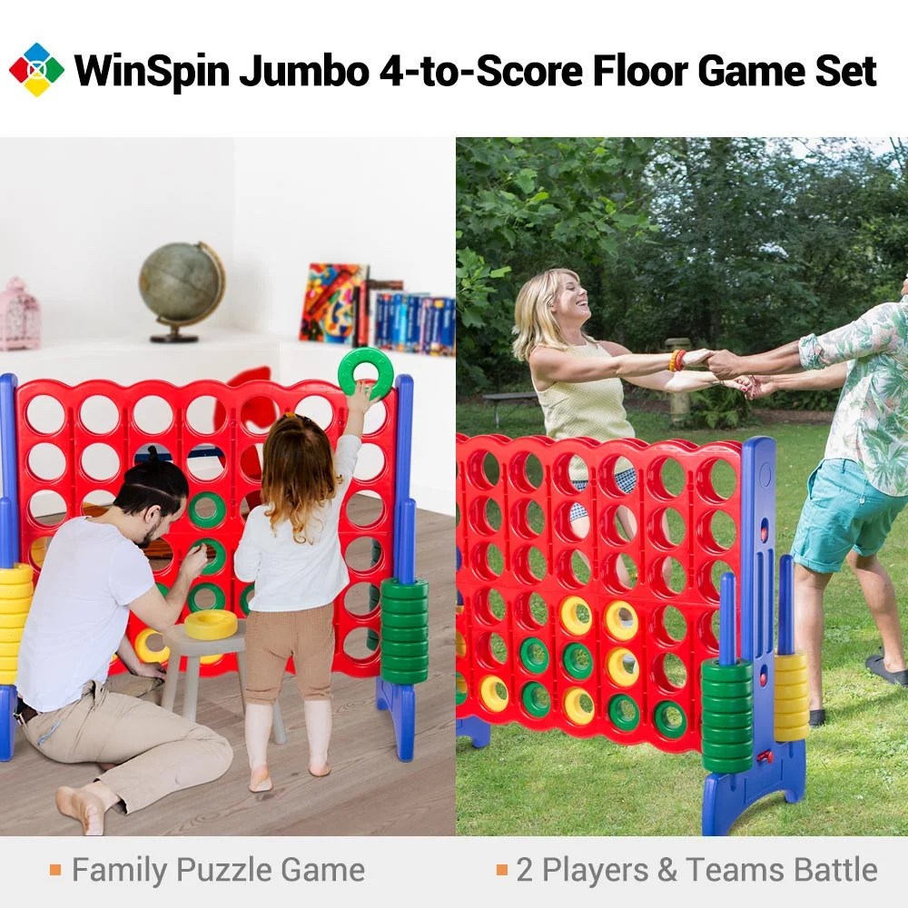 WinSpin Jumbo 4toScore Giant Game Set with Storage Carrying Bag,4 in