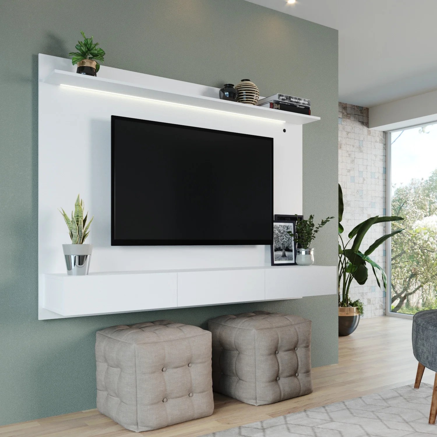 Bliss Floating Entertainment Center, Floating TV Stand Wall Mounted