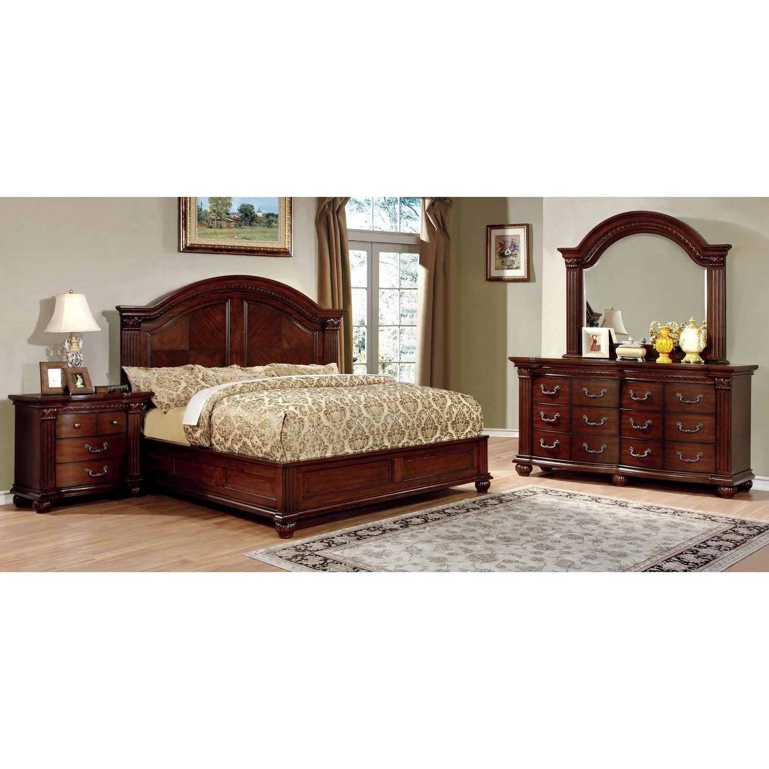 Furniture of America Tamp Traditional Cherry 4piece Bedroom Set