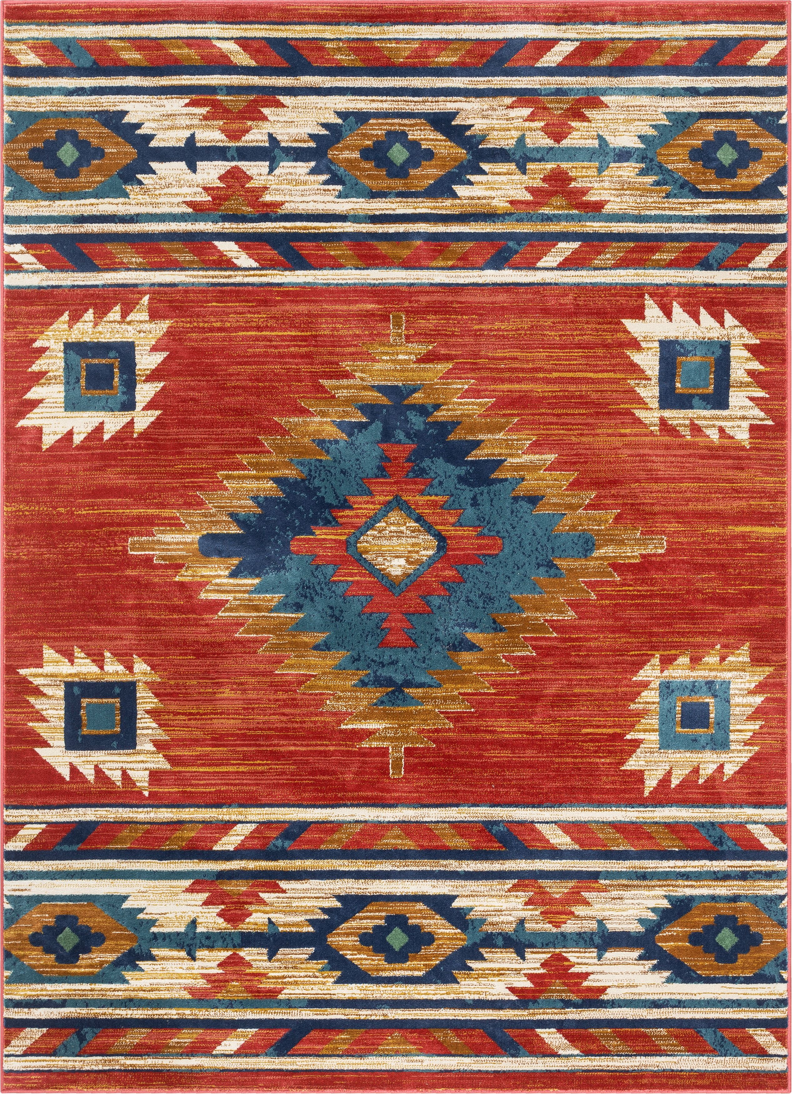 Well Woven Tulsa Lea Traditional Vintage Southwestern Tribal Crimson 3