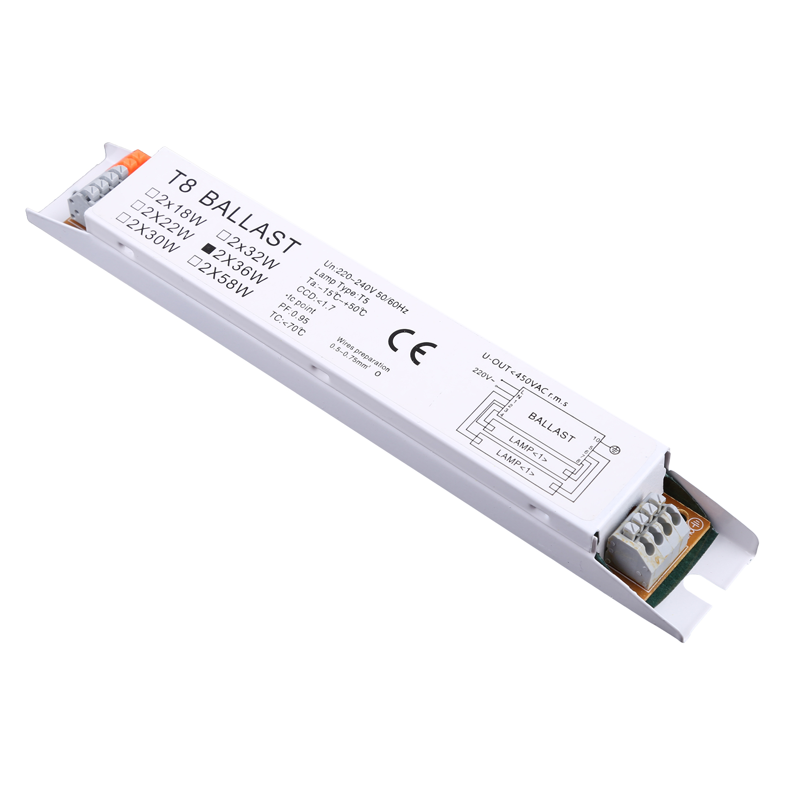 High Ballast Factor Ballast 2x36W Electronic Fluorescent Lamp Ballast