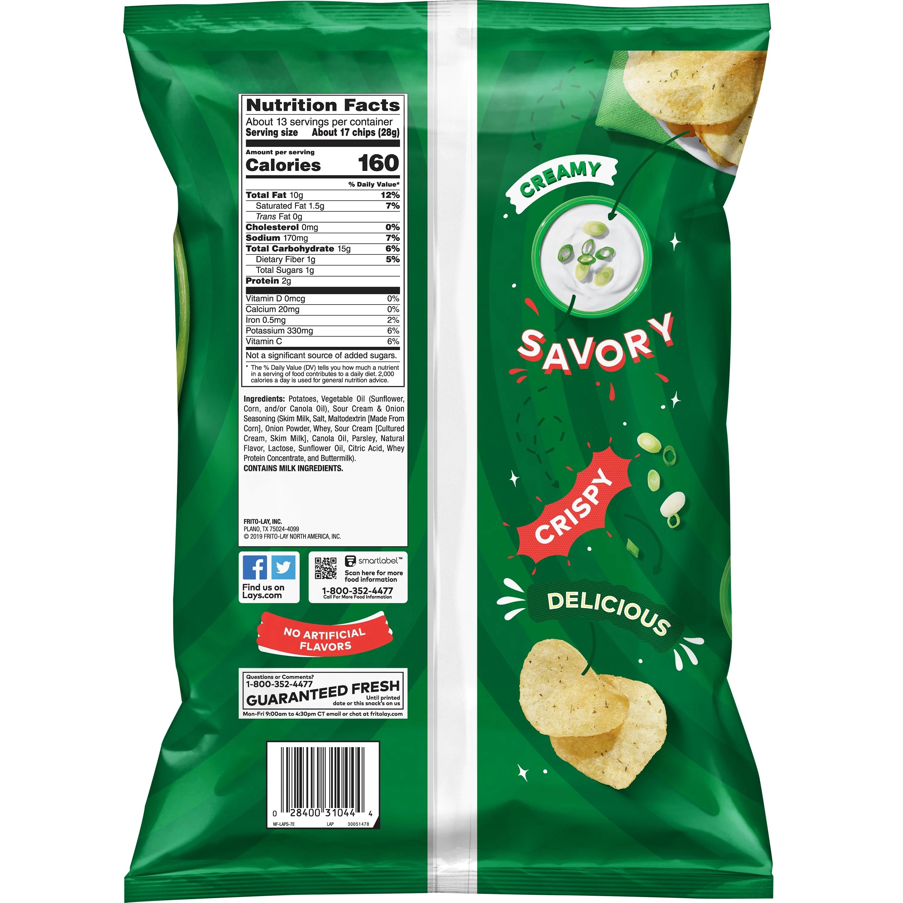 Lay’s Potato Chips, Sour Cream & Onion Flavored, 12.5 oz