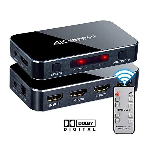 HDMI Switch 4x1 with Audio Extractor, 4K60Hz Ultra HD HDMI Switcher