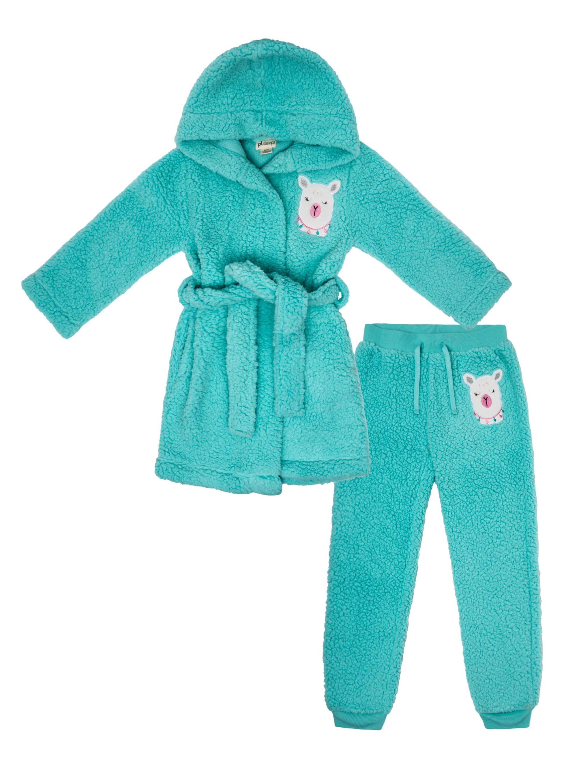 Petit Lem Petit Lem Girls Sheep 2 Piece Sleep Set Hooded Robe and
