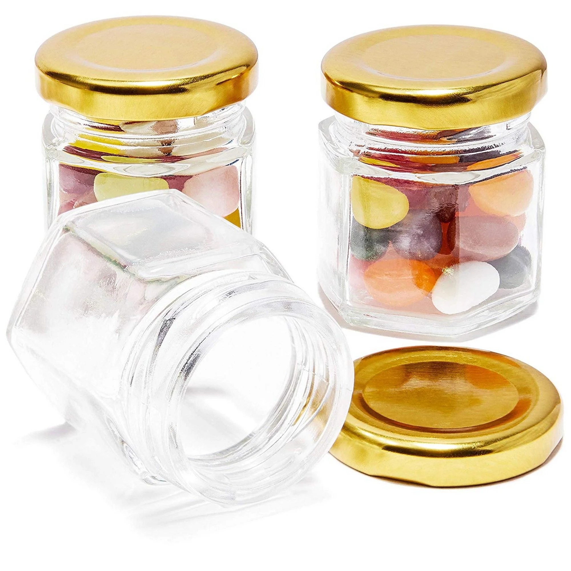 36Pack Bulk 1.5 Ounce Mini Mason Jars with Gold Lids for Spices, Diy
