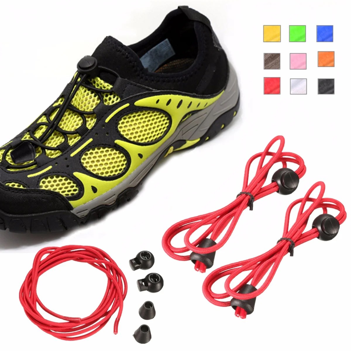 Pair Elastic NoTie Locking Shoes Accessories Shoelaces Shoe Laces With