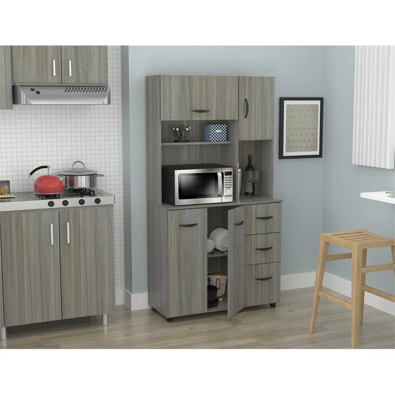 Inval Laminate Kitchen Microwave Storage Smoke Oak Walmart