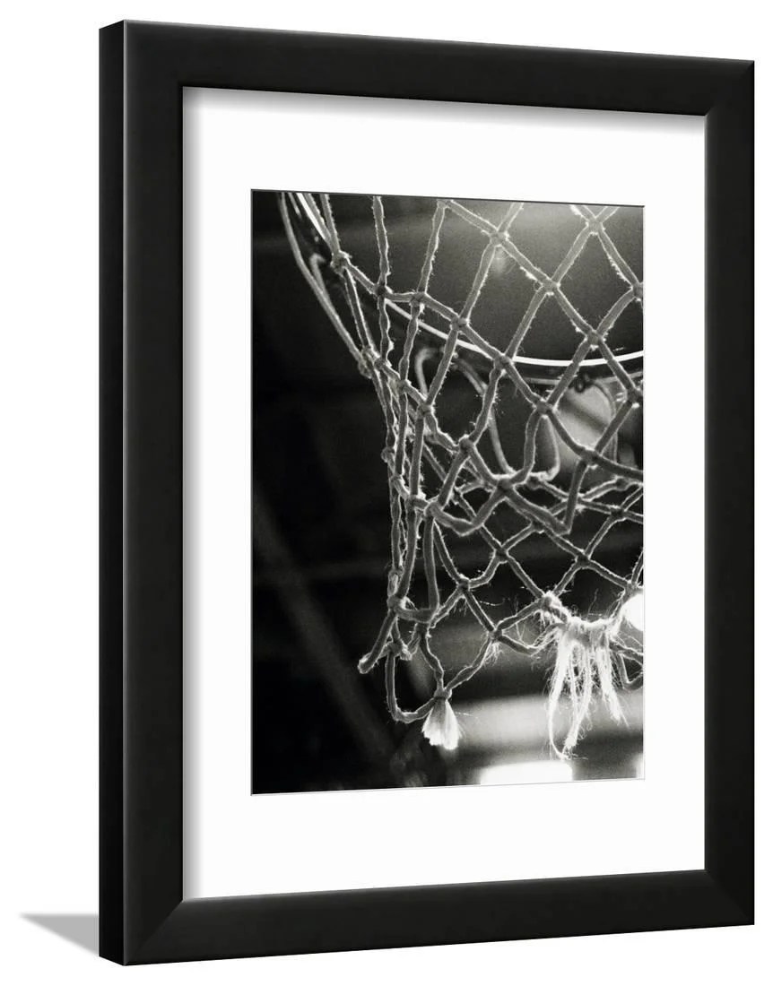 Closeup of a Basketball Net Framed Print Wall Art