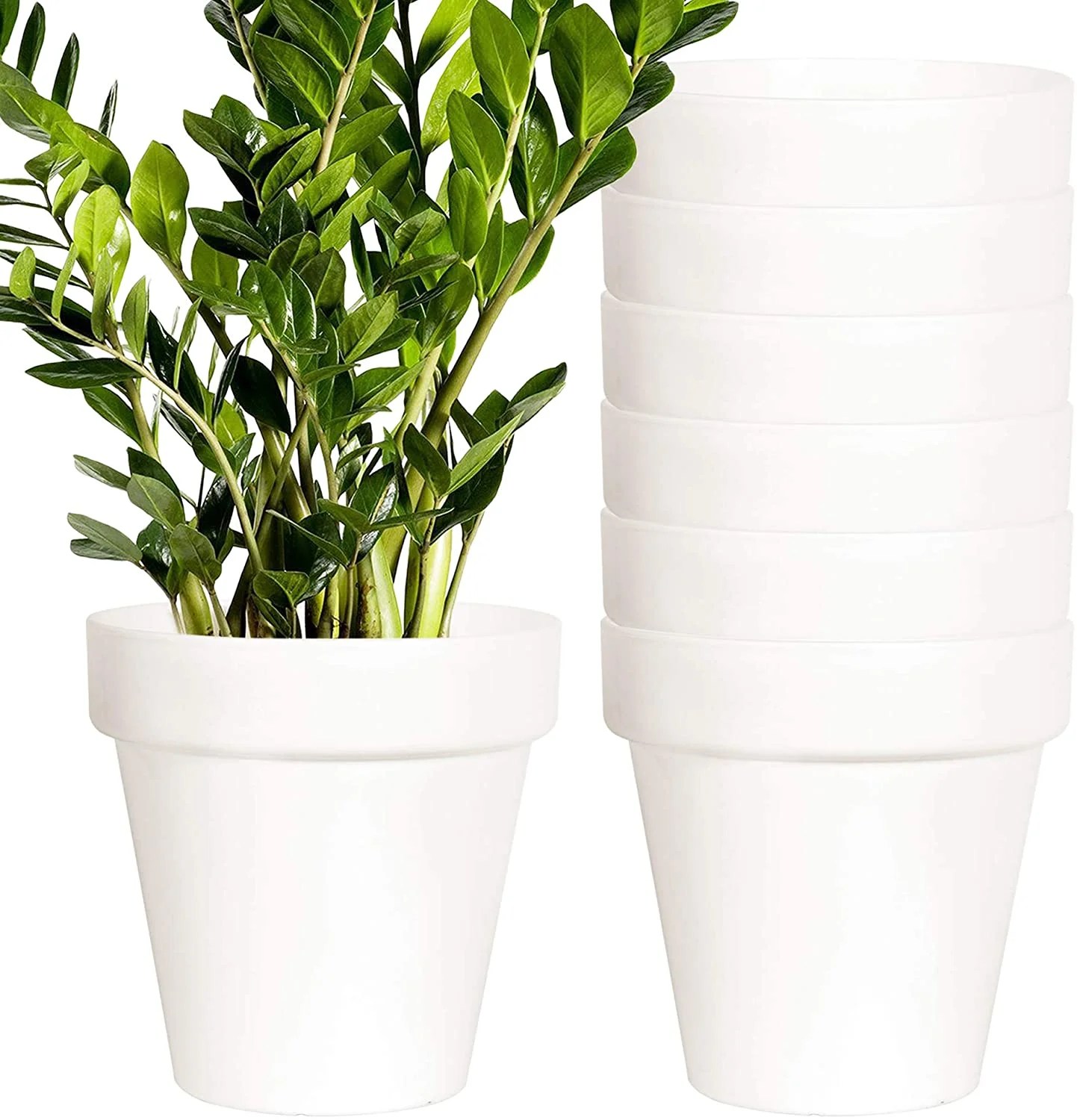 Youngever 8 Pack 5.5 Inch Plastic Planters Indoor Flower Plant Pots