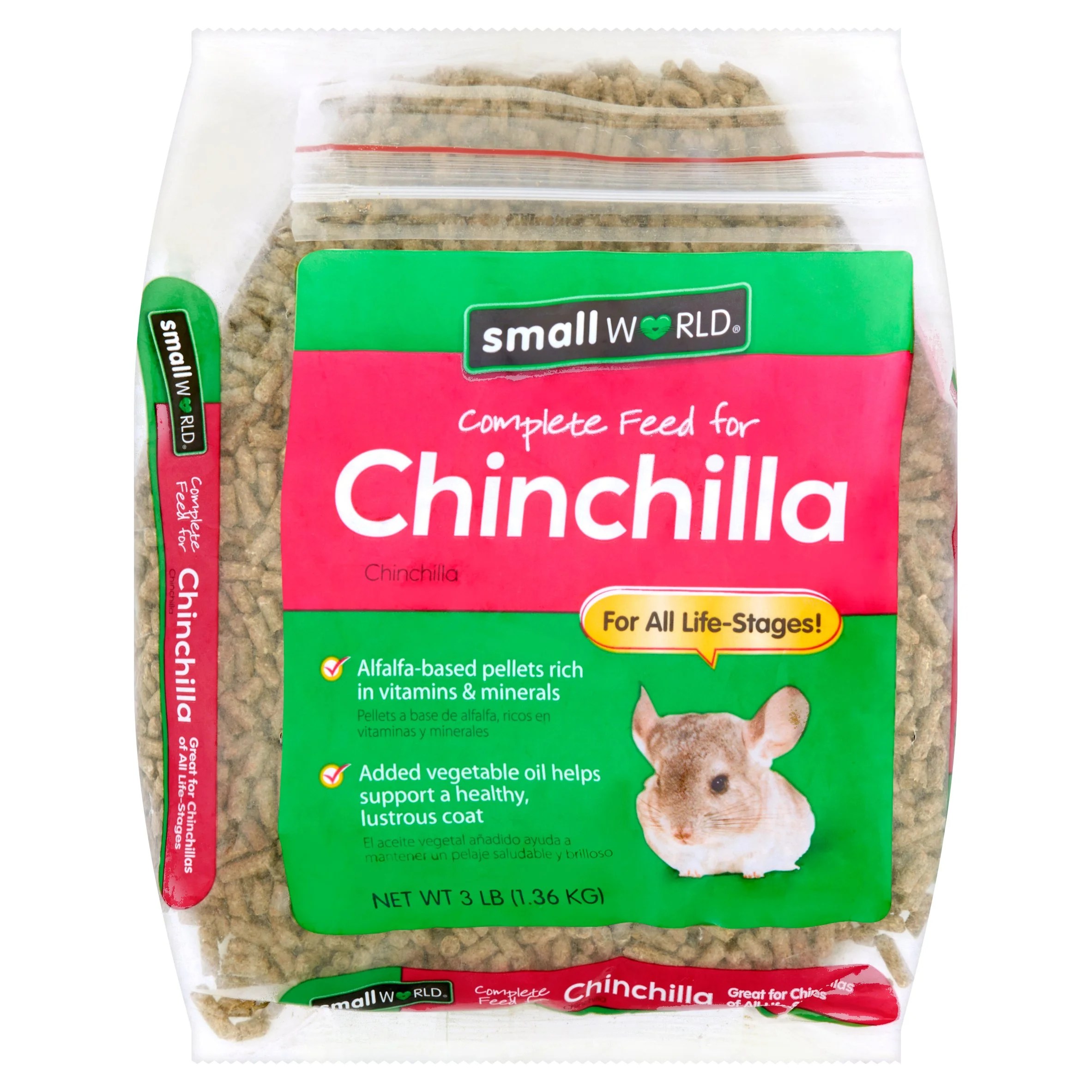 (Pack of 2) Chinchilla Small World Whole Food, 3 Pieces.