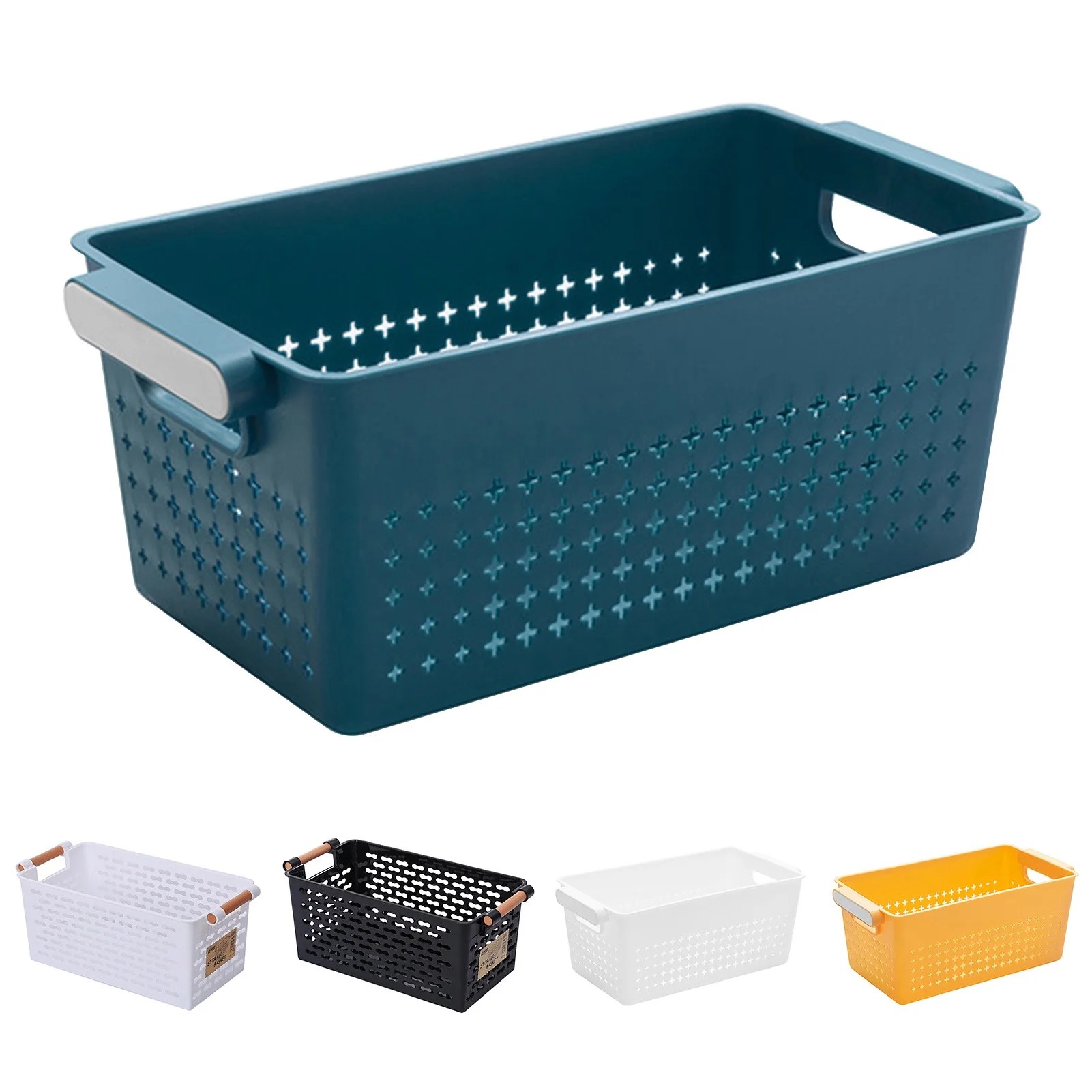 Conditiclusy Plastic Storage Basket, Open Storage Bin with Handles Organizer for Kitchen