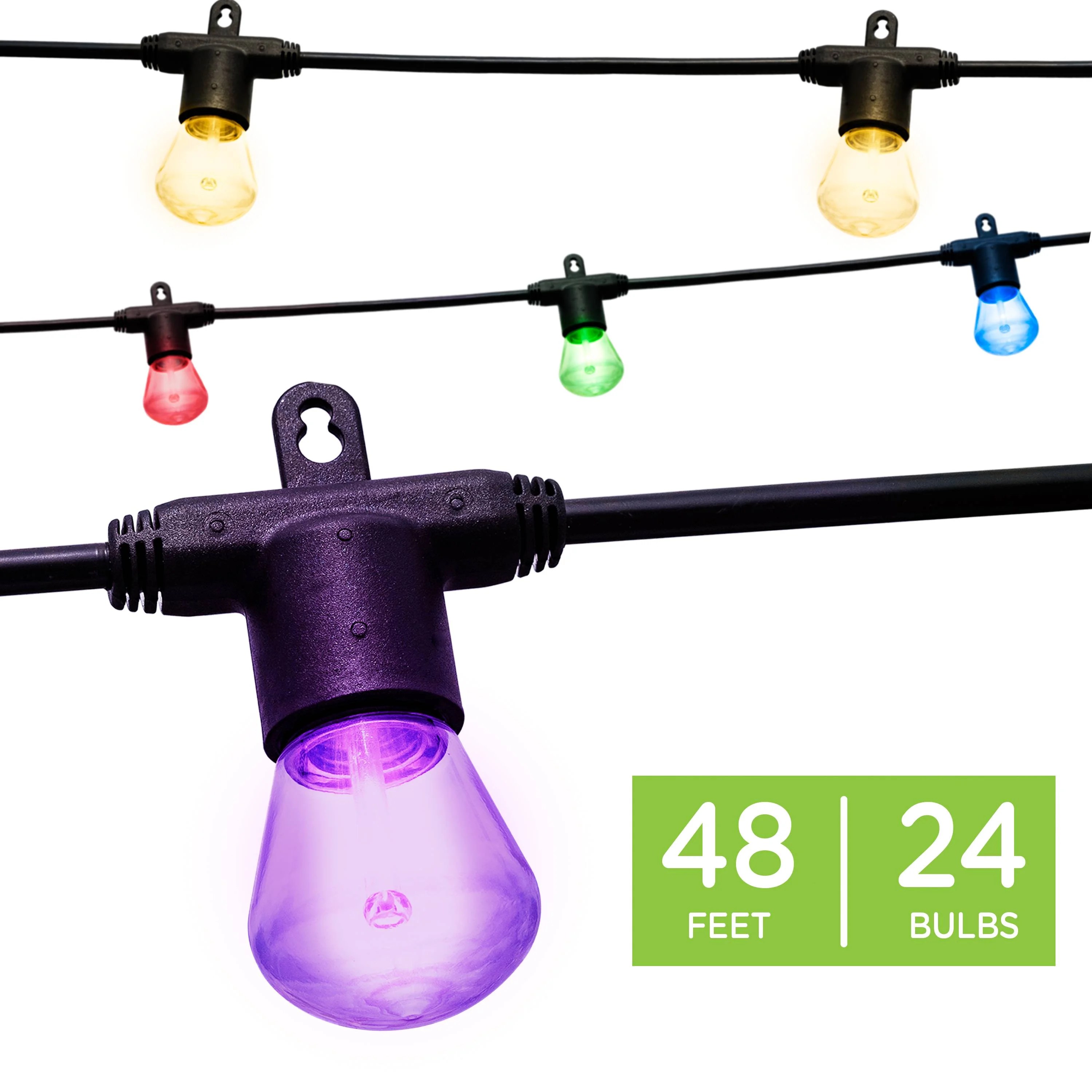 Enbrighten Color Changing Bistro Lights, 48ft 24 Bulbs