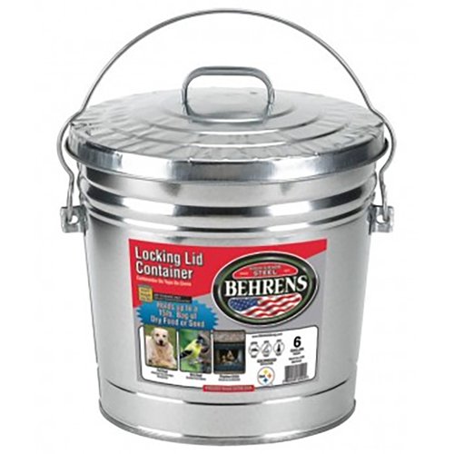 Galvanized Container/Trash Can with Lid, 6 Gallon