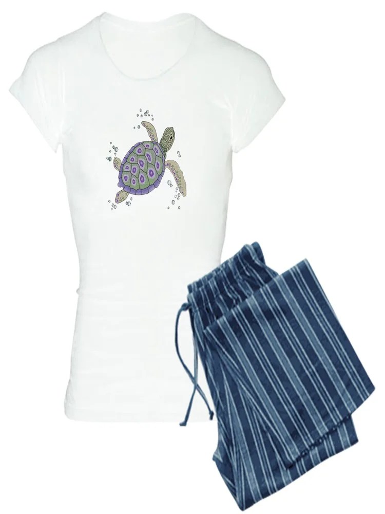 CafePress CafePress Swimming Sea Turtle Pajamas Women's Light