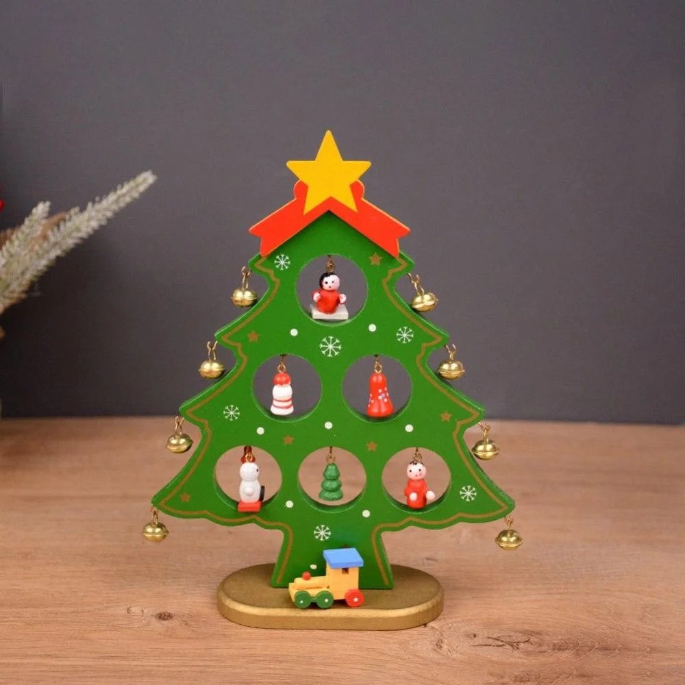 Big Save! Wooden Christmas Tree with Star Treetop Merry