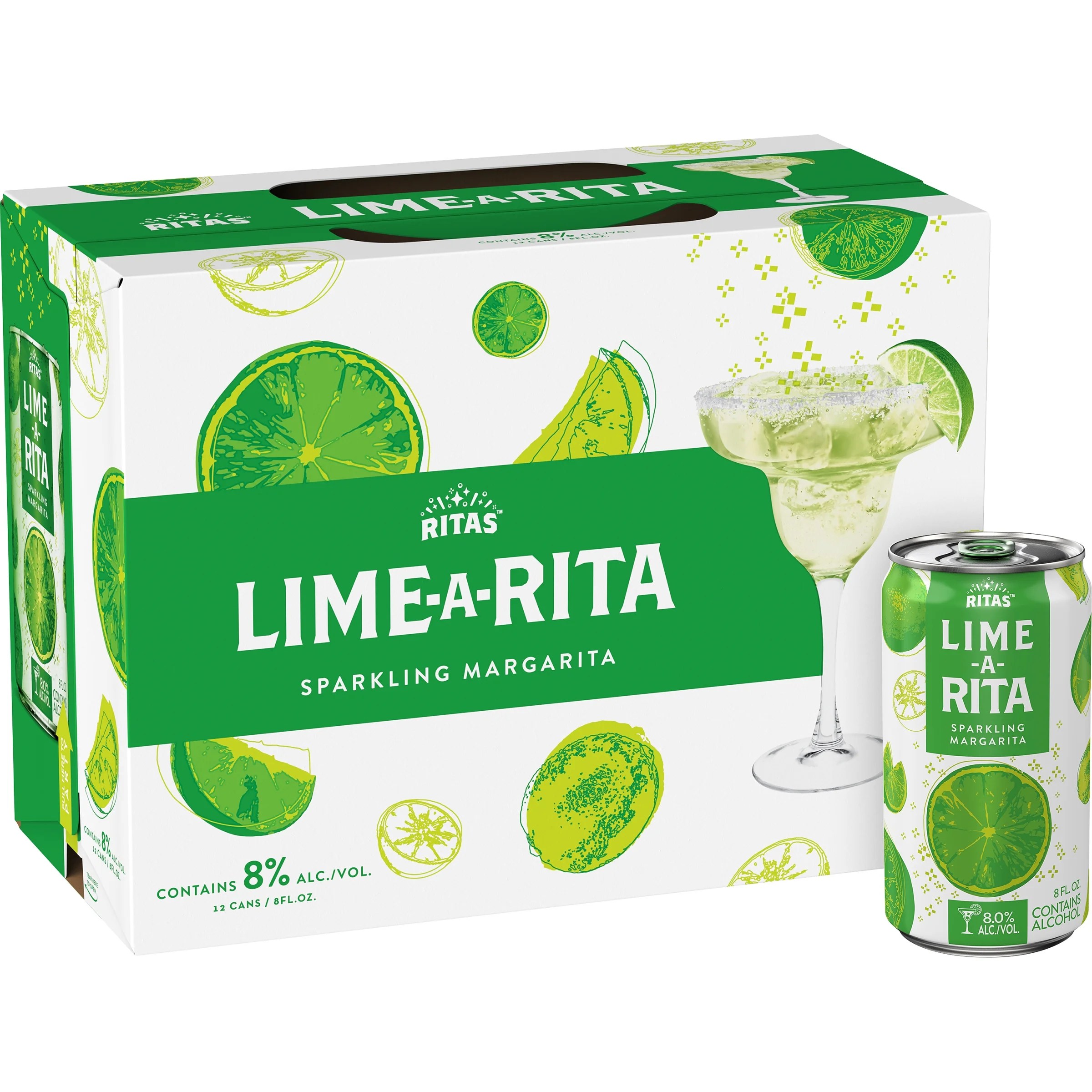 Ritas LimeARita Sparkling Margarita, 12 Pack 8 fl. oz. Cans, 8 ABV