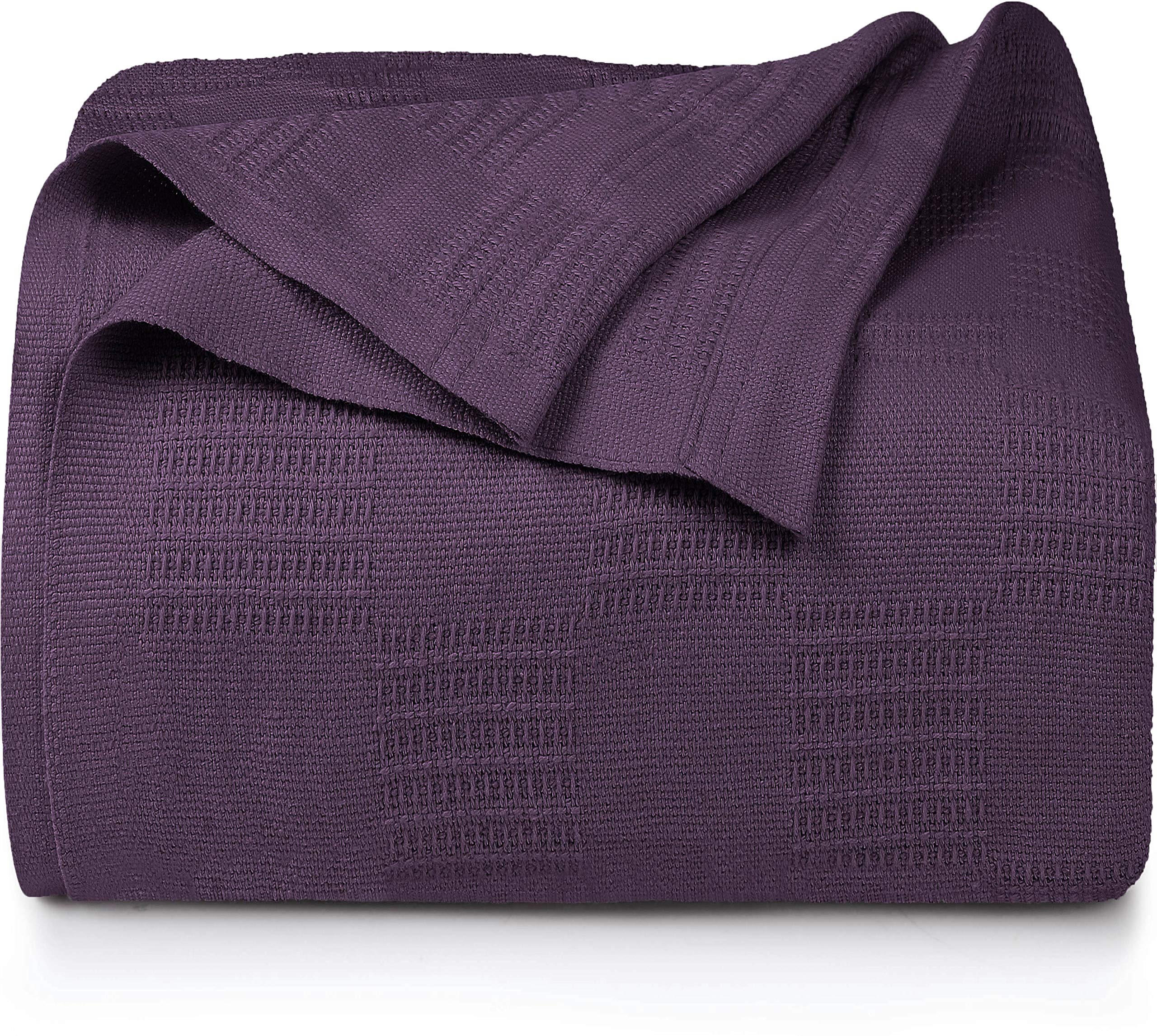 Utopia Bedding Premium Cotton Blanket Queen Plum Soft Breathable