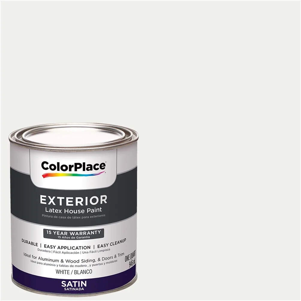 ColorPlace Exterior Latex House Paint, White, 1 Quart