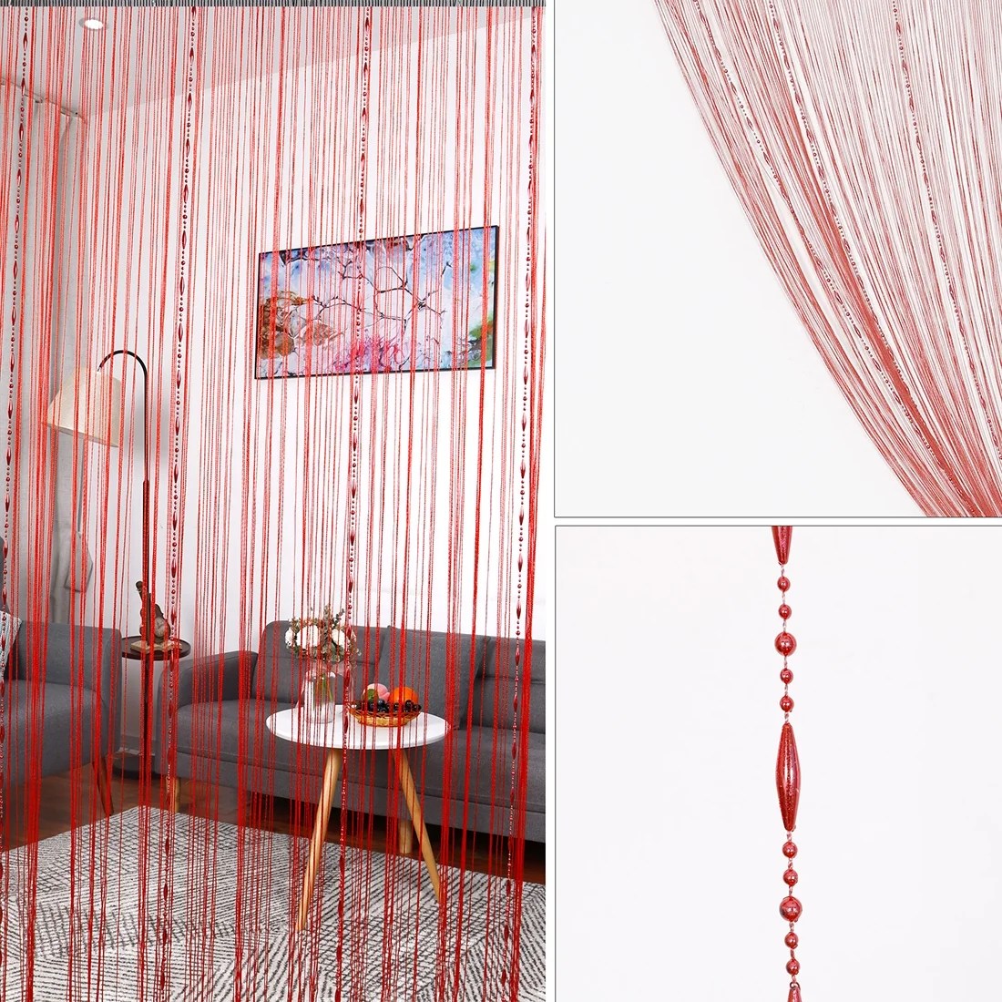 Drop Beaded Chain String Curtain Voile Net Panels for Room Divider