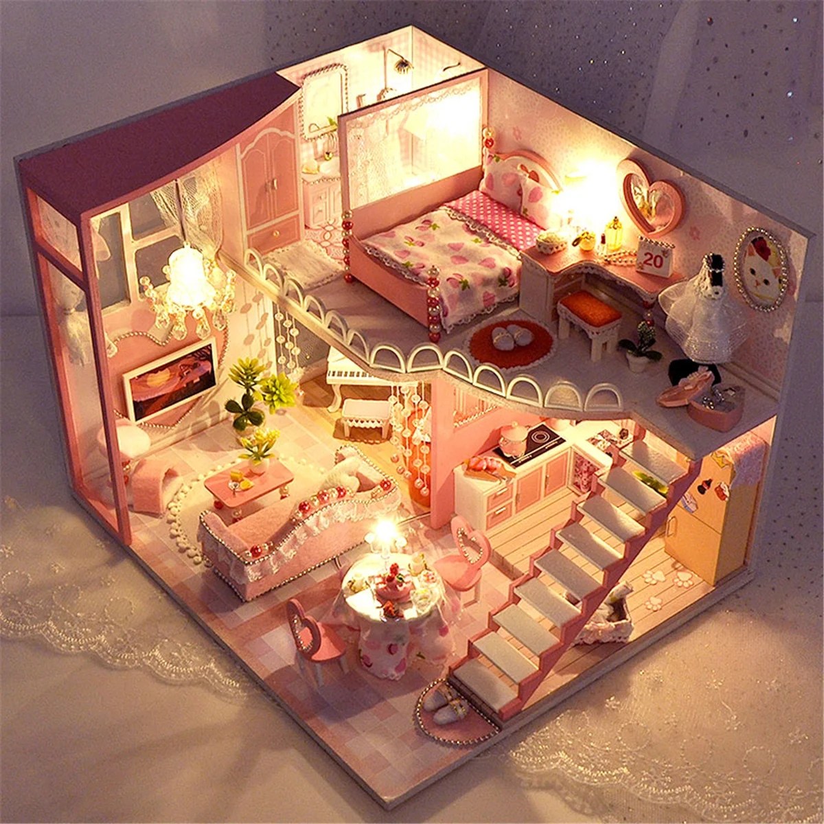 DIY Miniature Dollhouse Kit with Furniture Best Gift for Girls DIY Miniature Dollhouse Kit with Furniture Best Gift for Girls