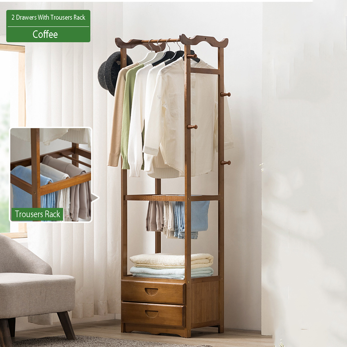 2/3 Drawer Simple Coat Rack Solid Wood Bedroom Hanging Racks Simple 2/3 Drawer Simple Coat Rack Solid Wood Bedroom Hanging Racks Simple