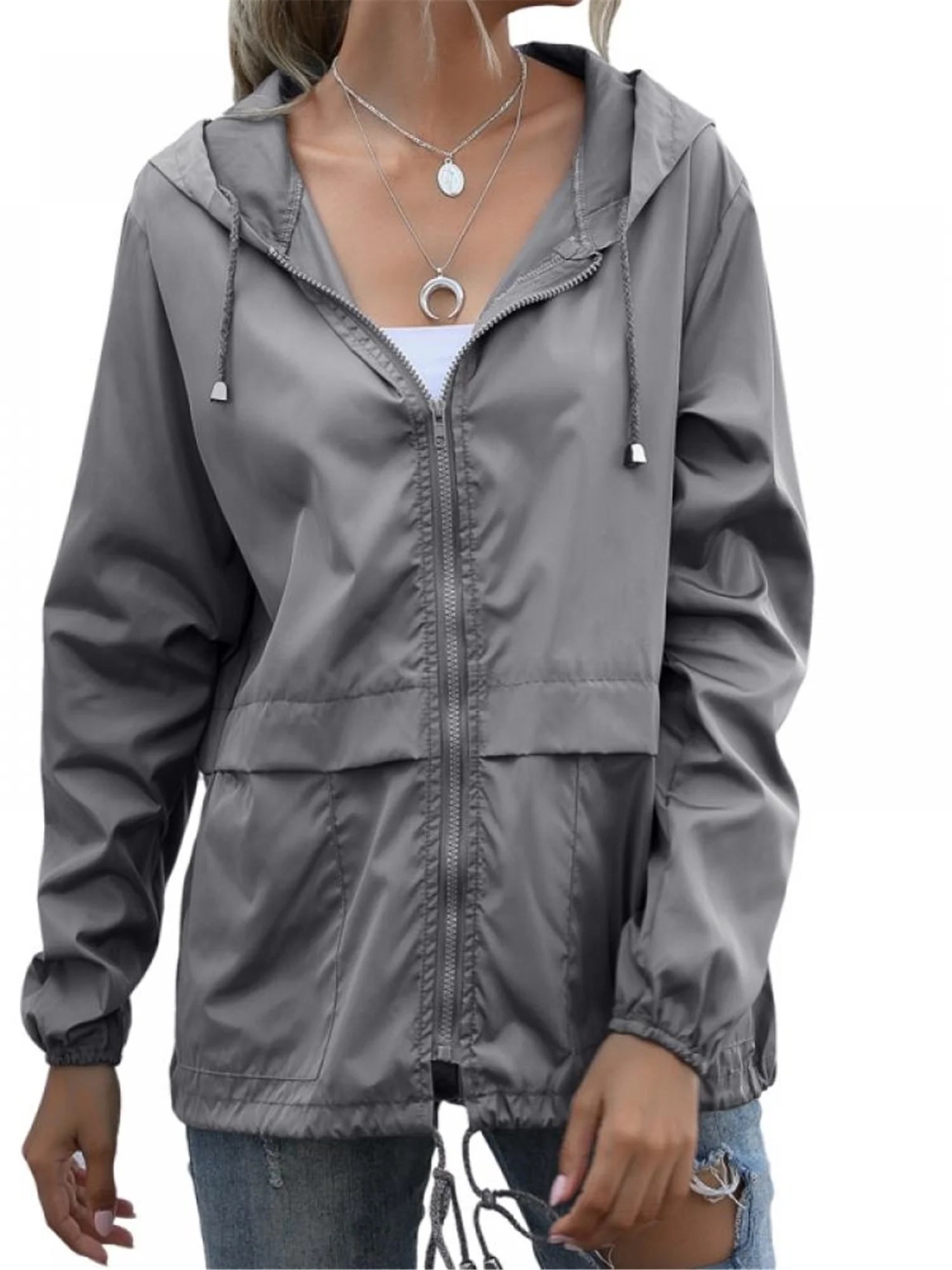 Topwoner Women's Raincoat Lightweight Rain Jacket Hooded Windbreaker