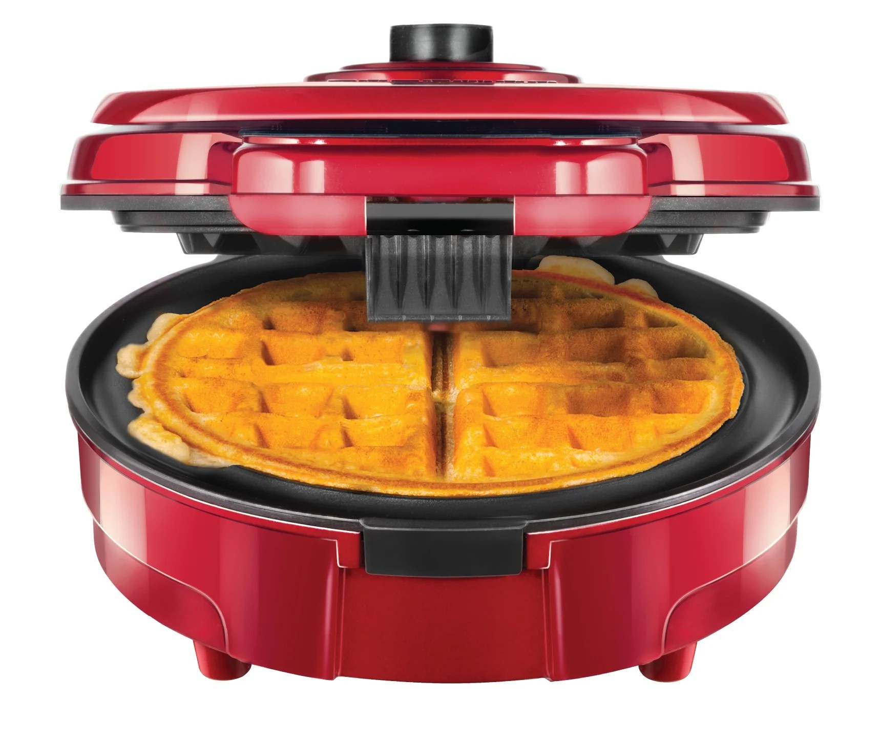 Chefman AntiOverflow Belgian Waffle Maker, Measuring Cup Included, Red