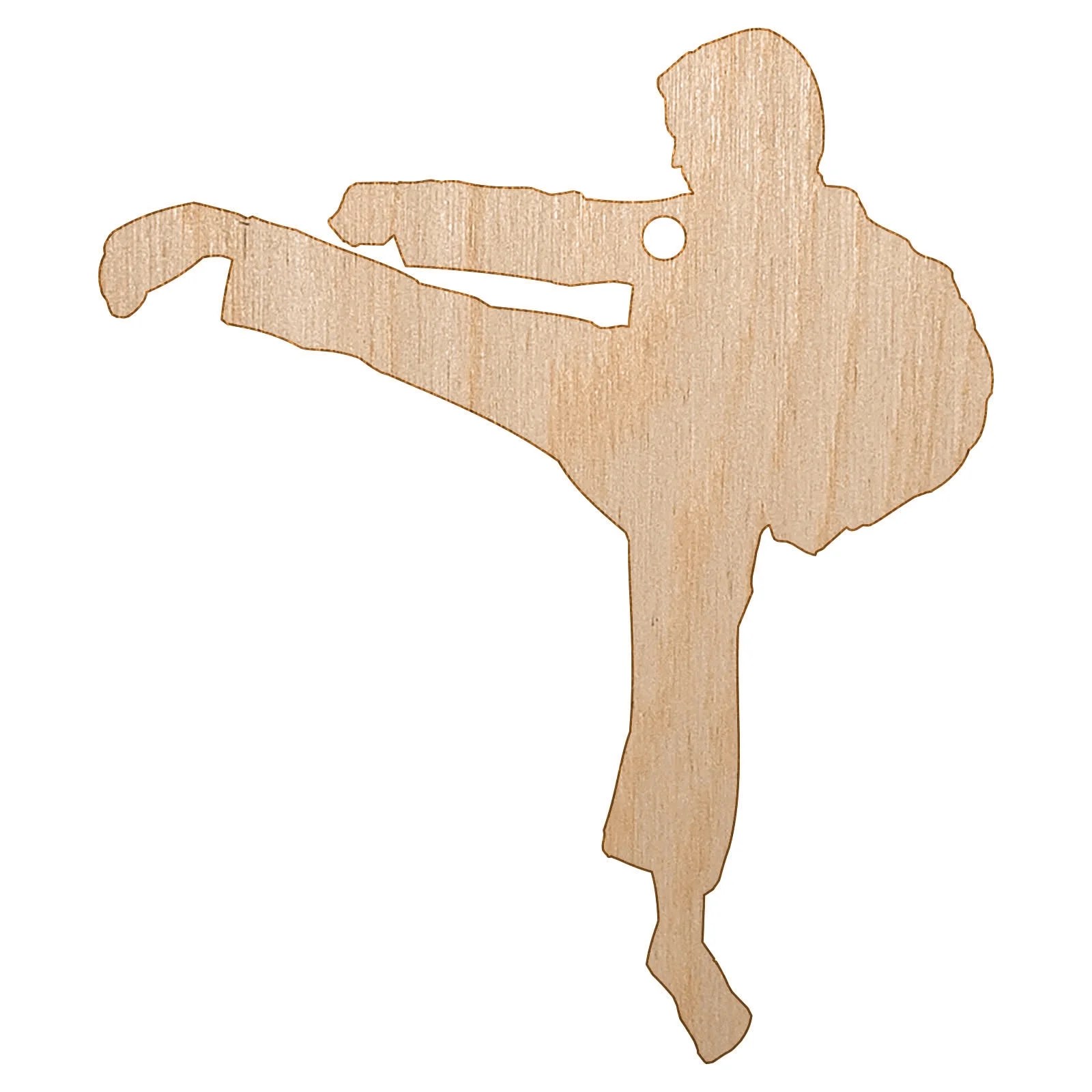 Martial Arts Karate Kick Solid Wood Holiday Christmas Tree Ornament