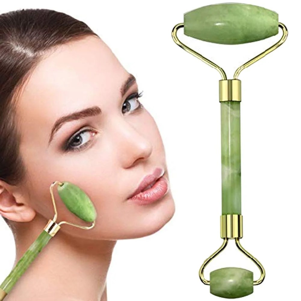 Natural Face Jade Roller, Anti Aging Beauty Jade Facial Roller, Double