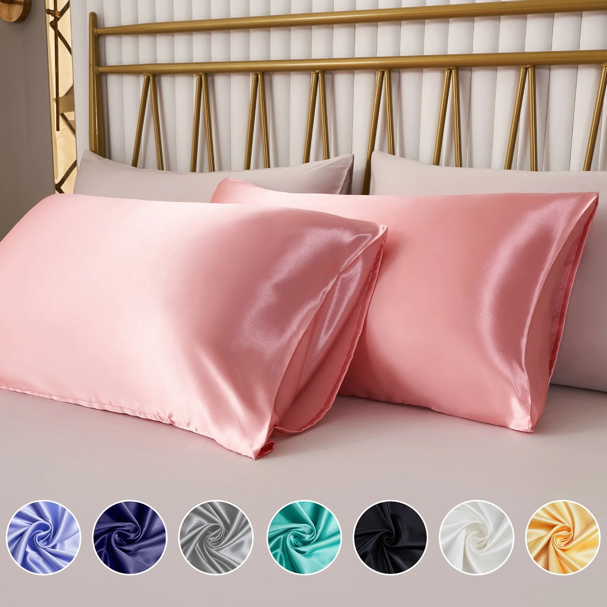 ANMINY Satin Pillowcase Set of 2 King Silk Bedding Pillowcases 40" x 20