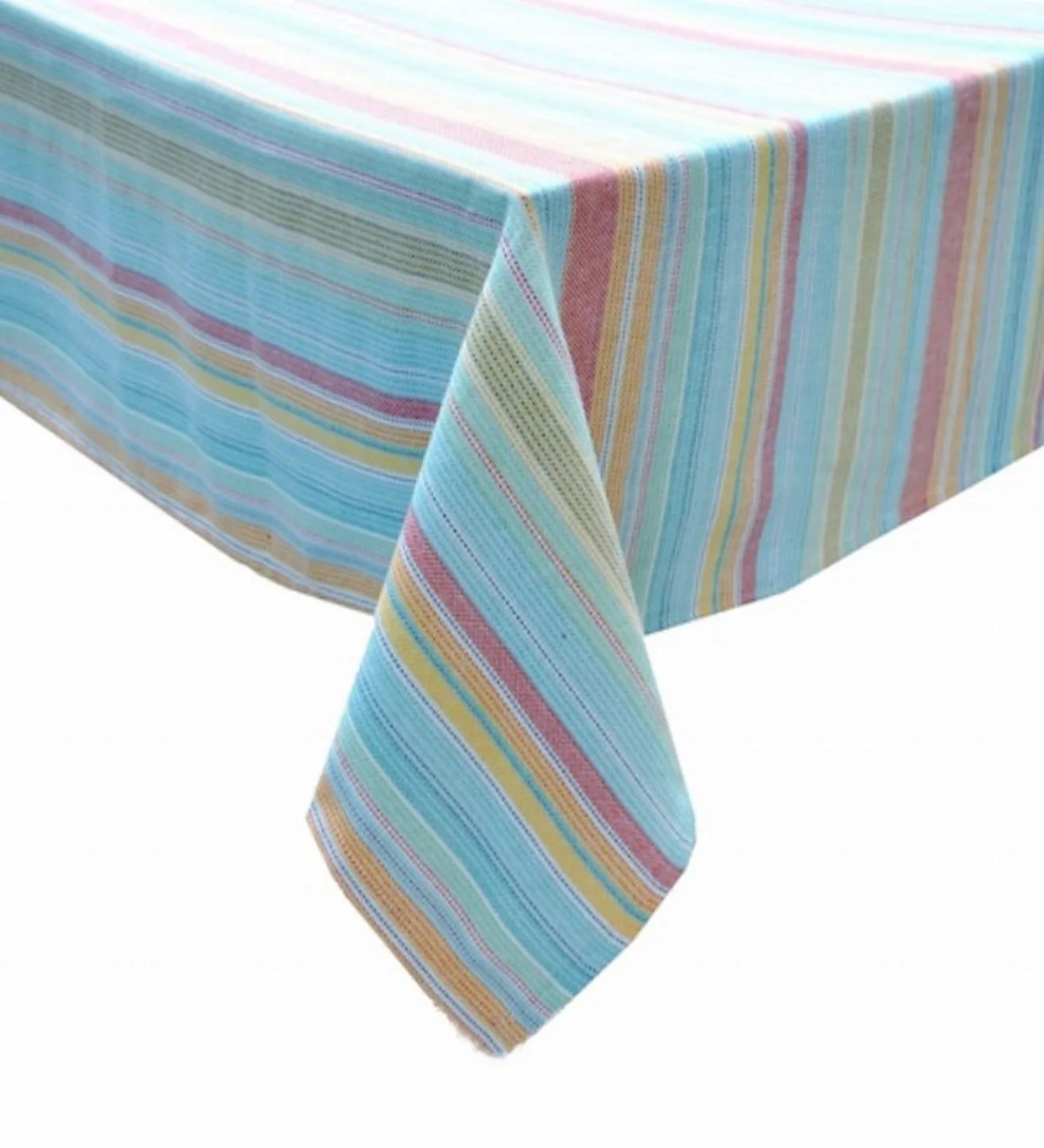 Indoor Outdoor Woven Stripe 60x84 Tablecloth Water and Fade Resistant