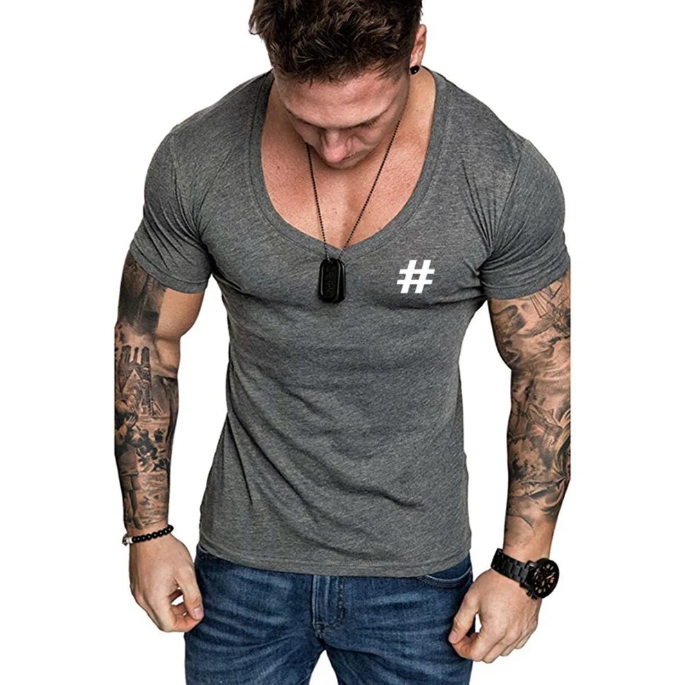 Jeir Mens Summer Vneck Turtleneck Short Sleeve Tshirt