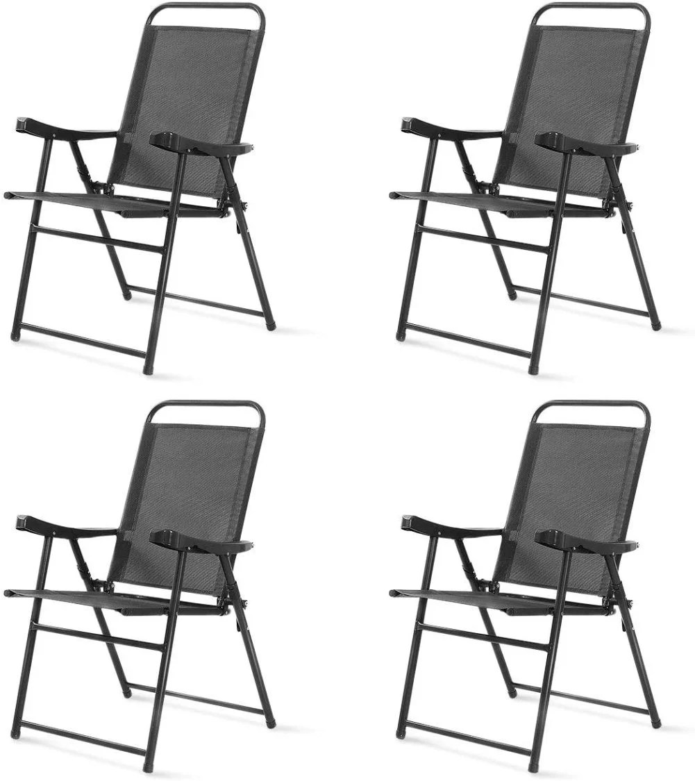 Safstar Folding Sling Chairs Patio Furniture Chair Set with Armrest for