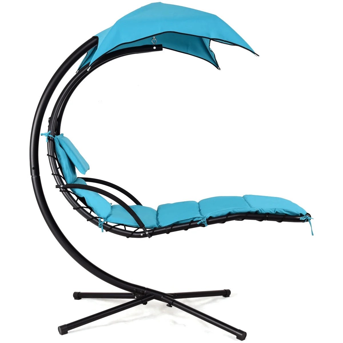 Gymax Hanging Chaise Lounger Chair Arc Stand Porch Swing Gymax Hanging Chaise Lounger Chair Arc Stand Porch Swing