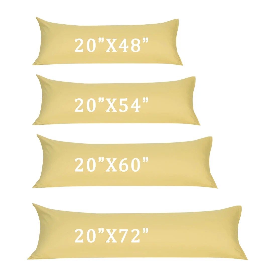 Zippered Body Pillow Case Cover Soft Microfiber Long Pillowcases Gold