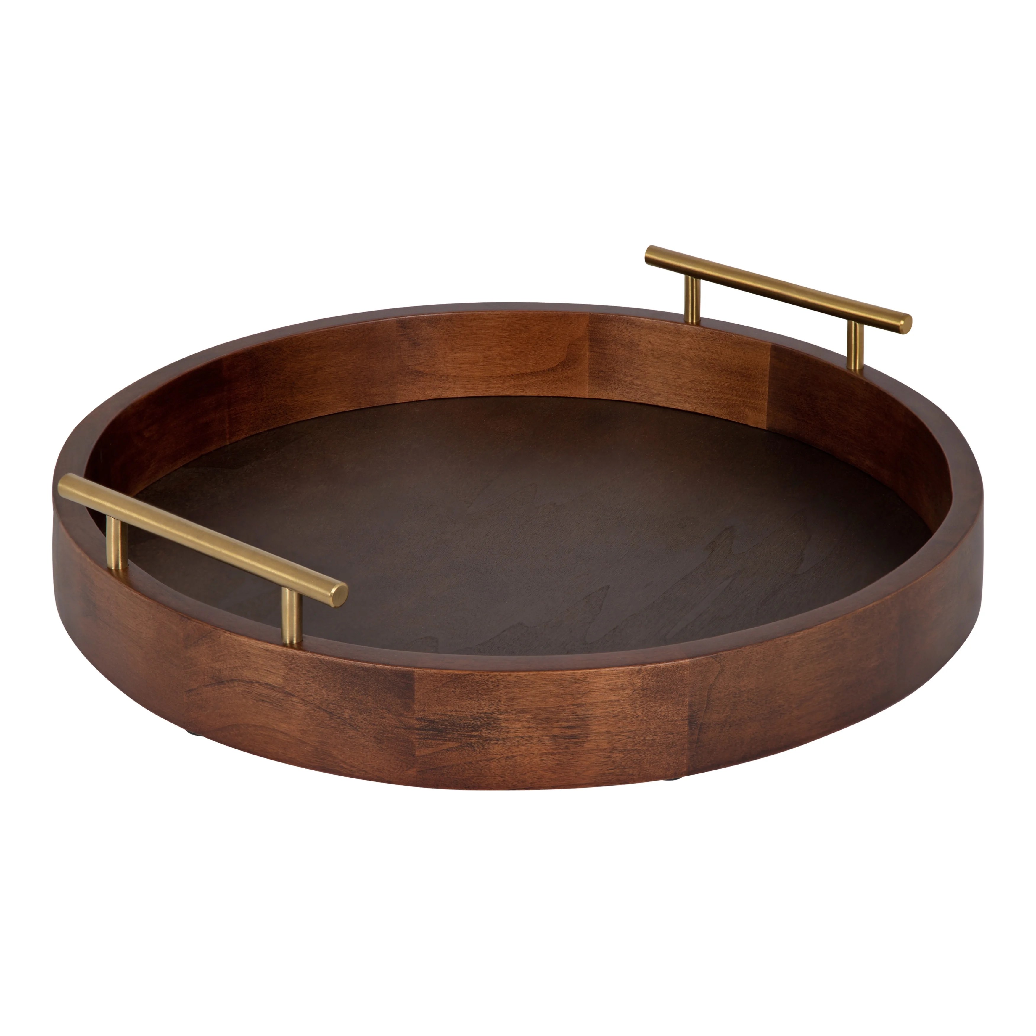 Kate and Laurel Lipton MidCentury Modern Round Wooden Tray, 15.5