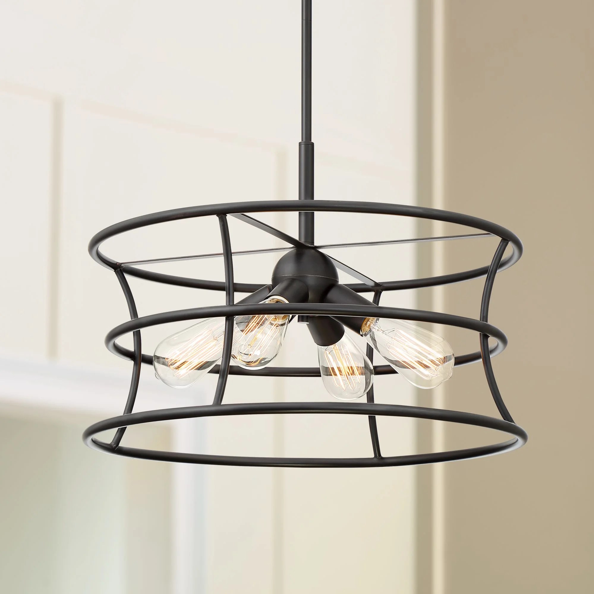 Possini Euro Design Oil Rubbed Bronze Cage Pendant Chandelier 20" Wide