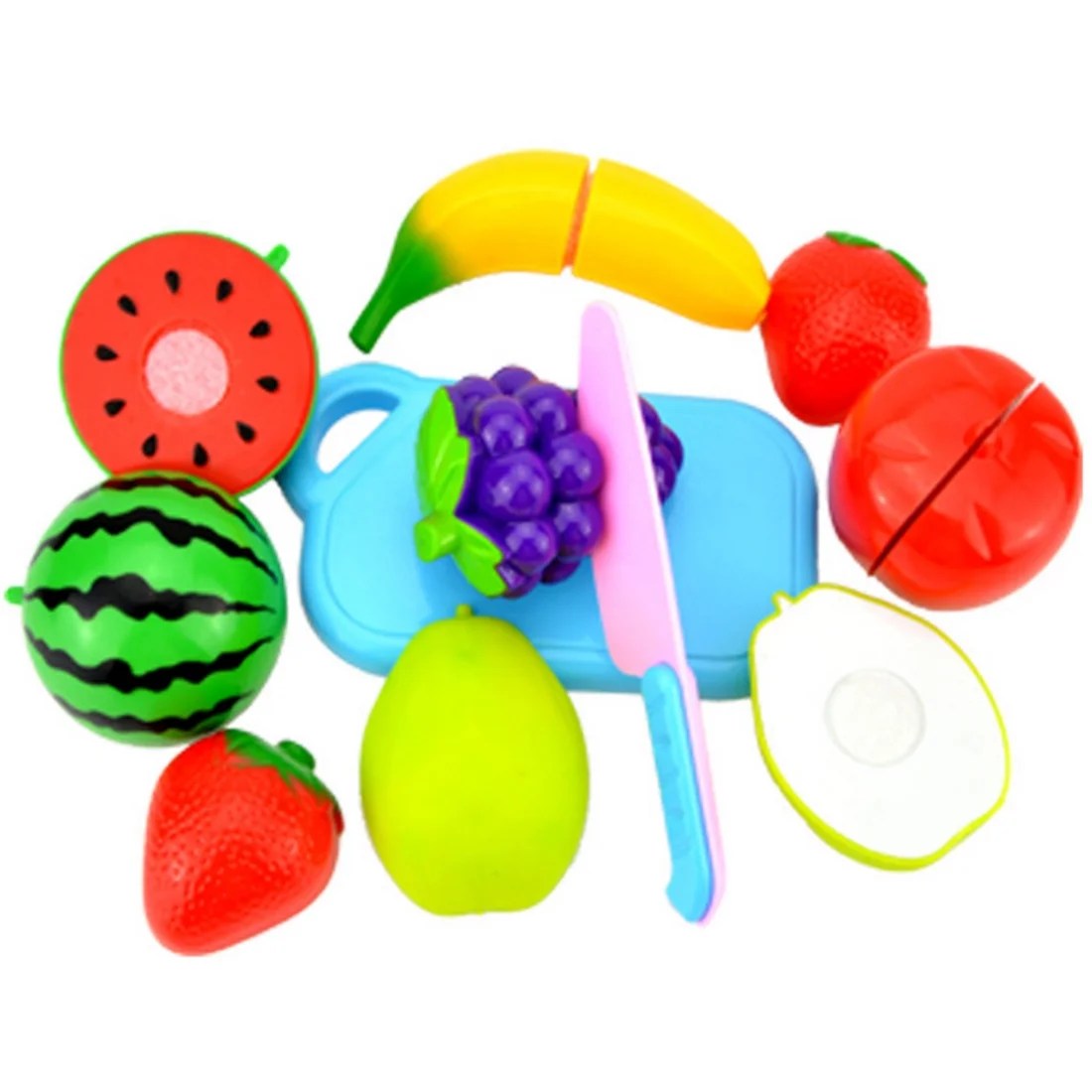 Plastic Fruit Cutting Toy Set of 8Pcs Prentend Kitchen Cooking Play Toys Color Random