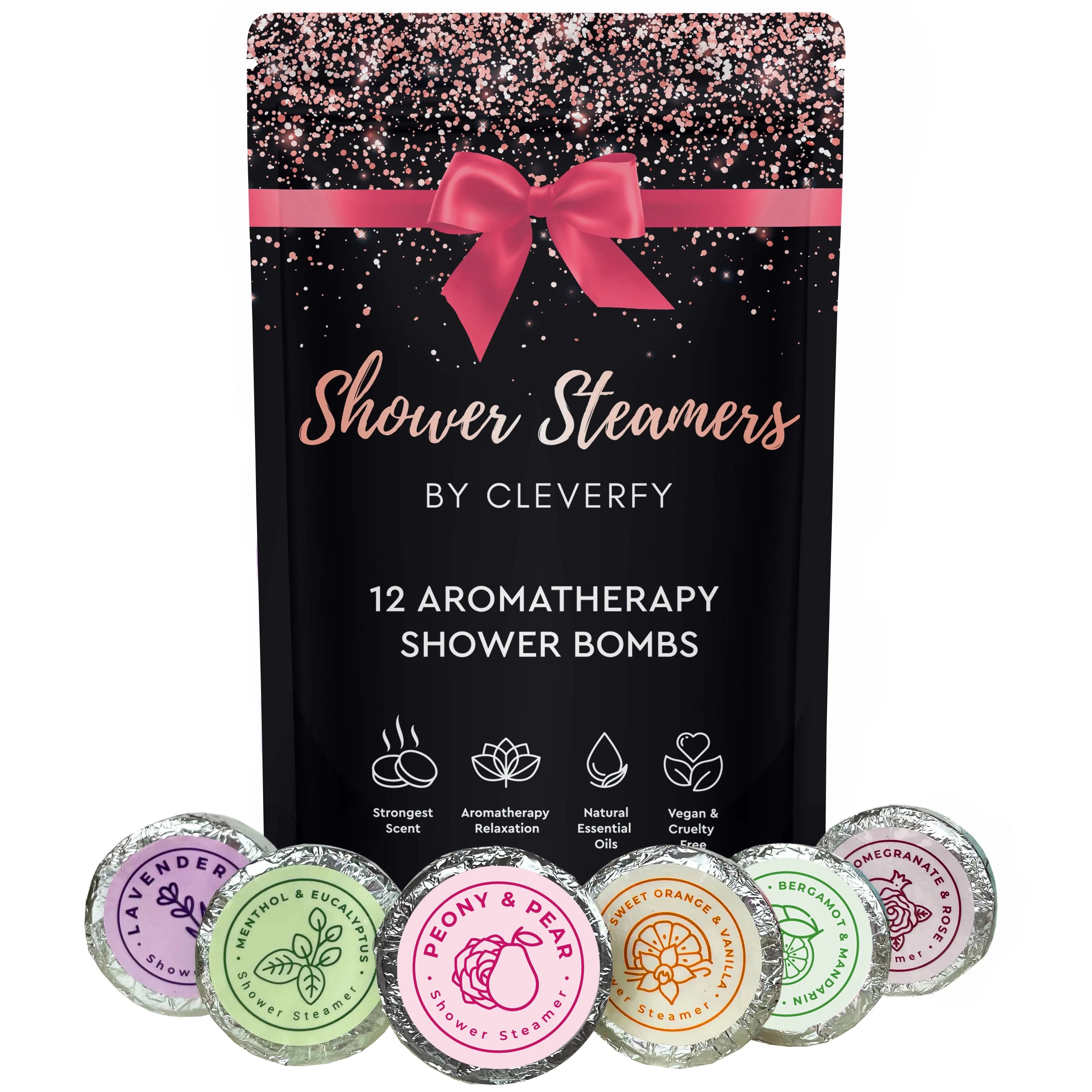 Cleverfy Rose Gold Shower Steamers Multipack 12 Aromatherapy Stress