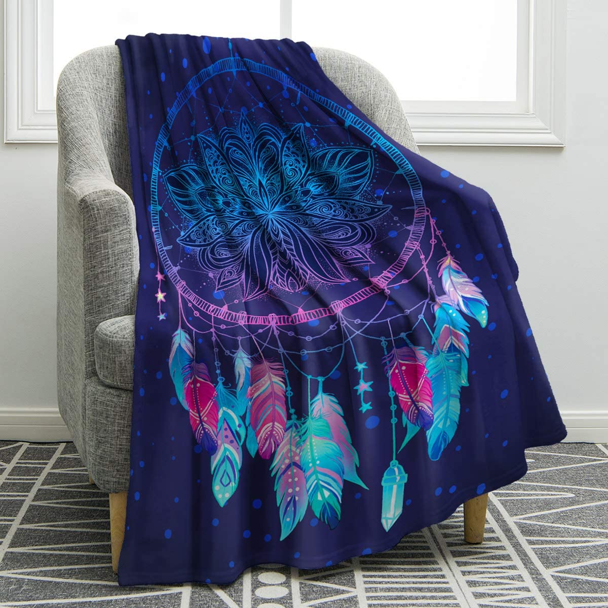 WISH TREE Dreamcatcher Blanket Print Throw Blanket Lightweight Blanket
