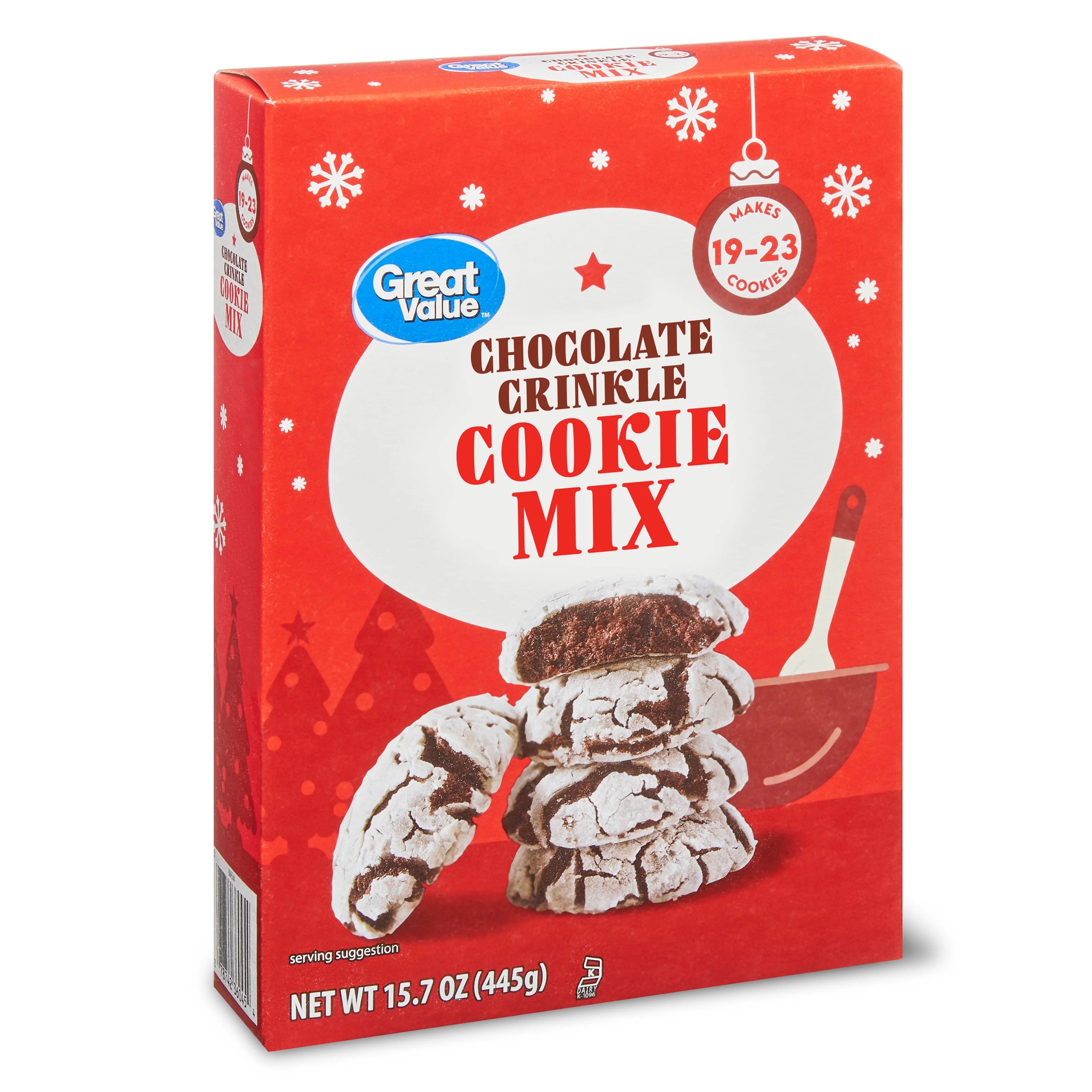 Great Value Holiday Chocolate Crinkle Cookie Kit, 15.7 oz