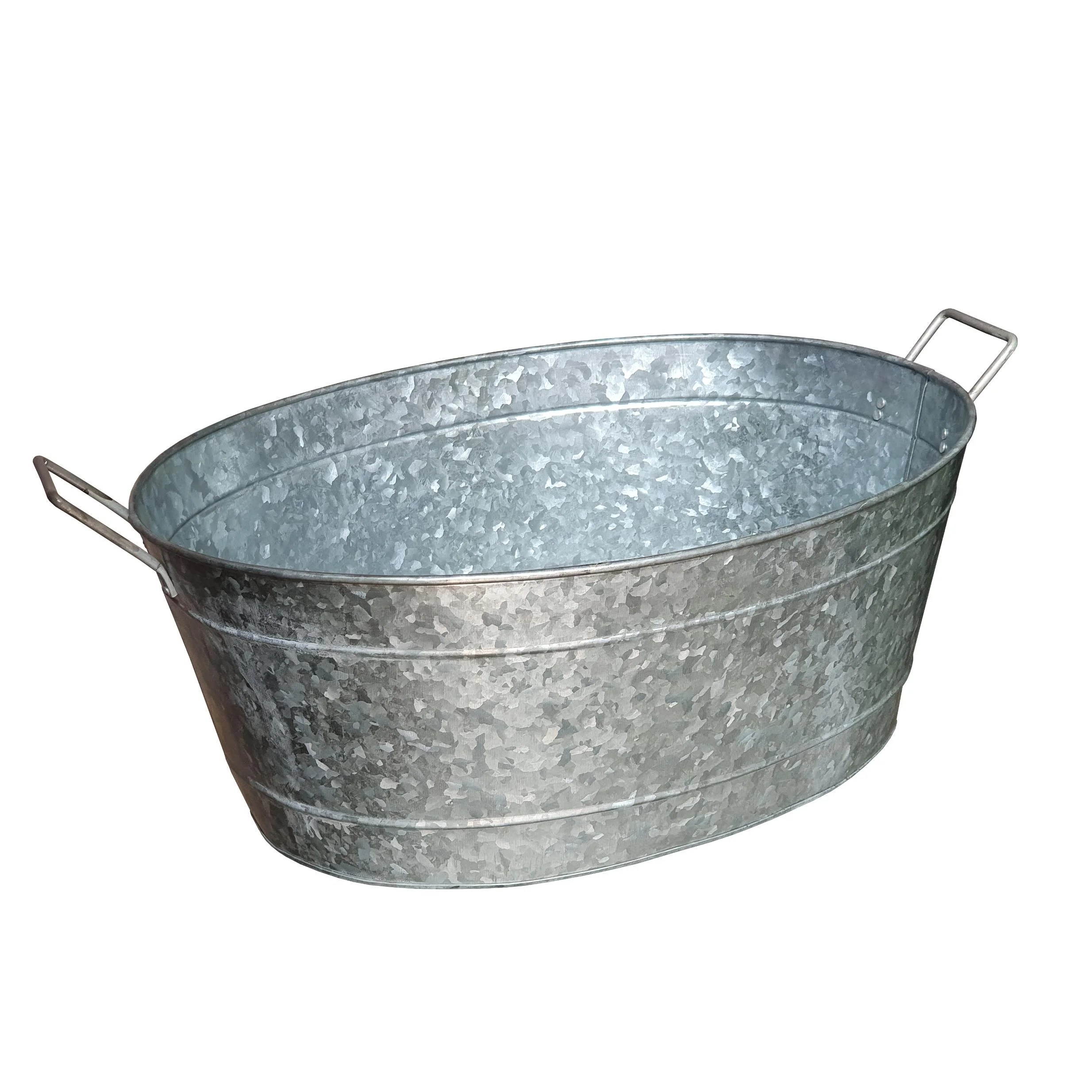 Embossed Design Oval Shape Galvanized Steel Tub with Side Handles