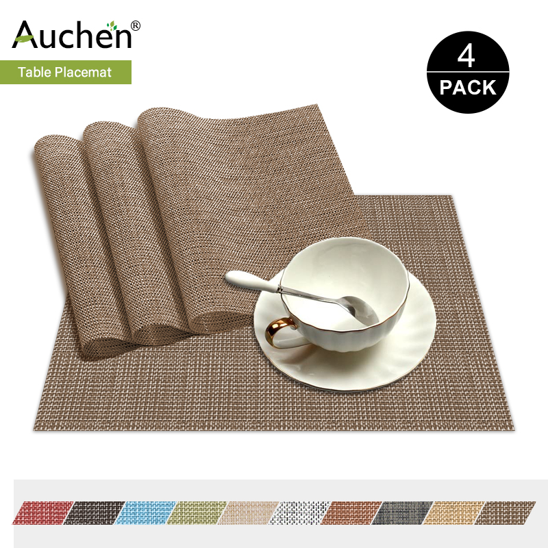 Vinyl Placemats, Rectangle 12"×18" Washable Vintage Woven Placemats