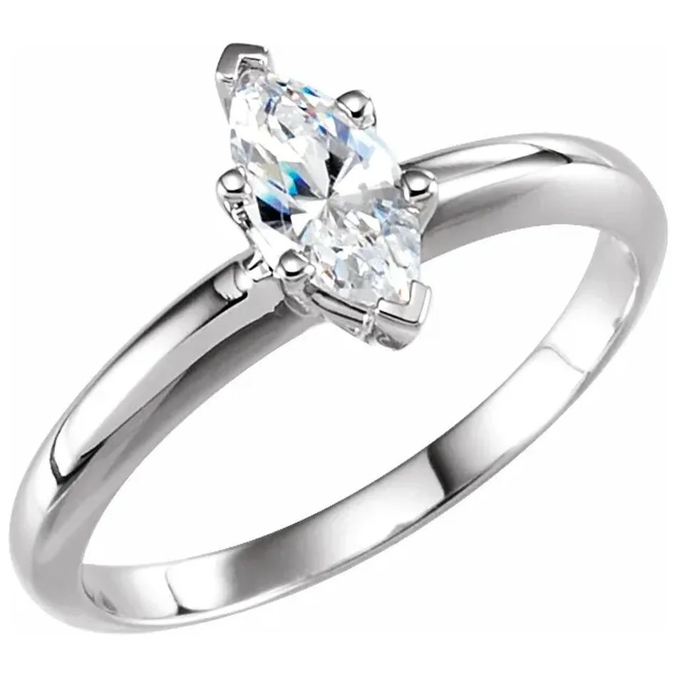 Marquise Diamond Solitaire Engagement Ring,14k White Gold (0.81 Ct,G