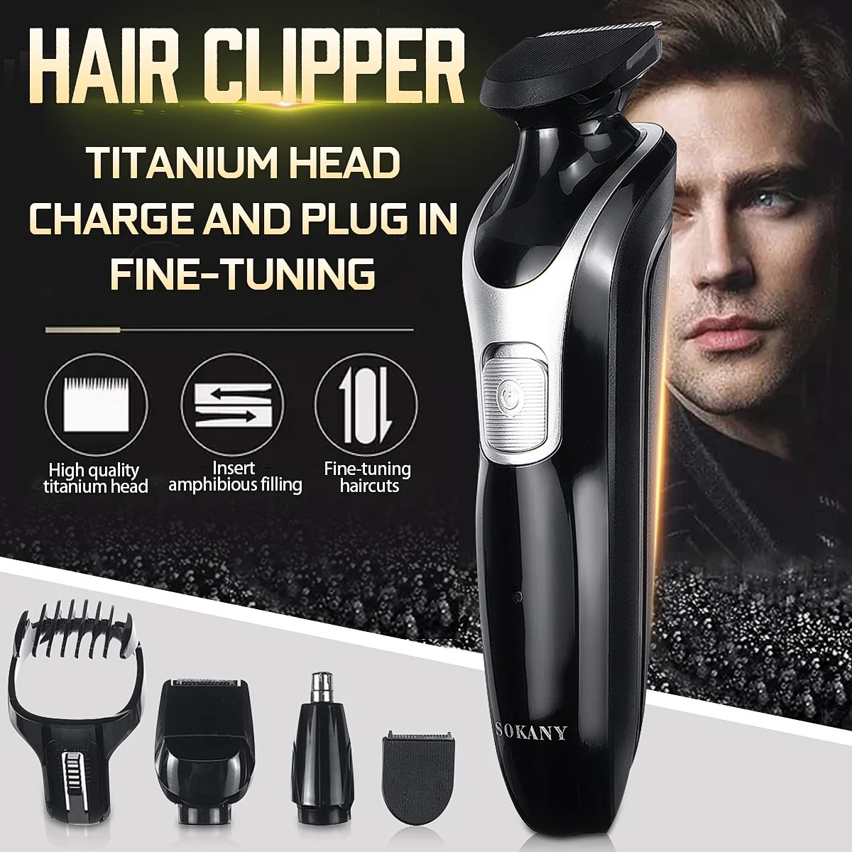 5 IN 1 Electric Hair Trimmer Shaver Cutter Rechargeable Hair Clipper