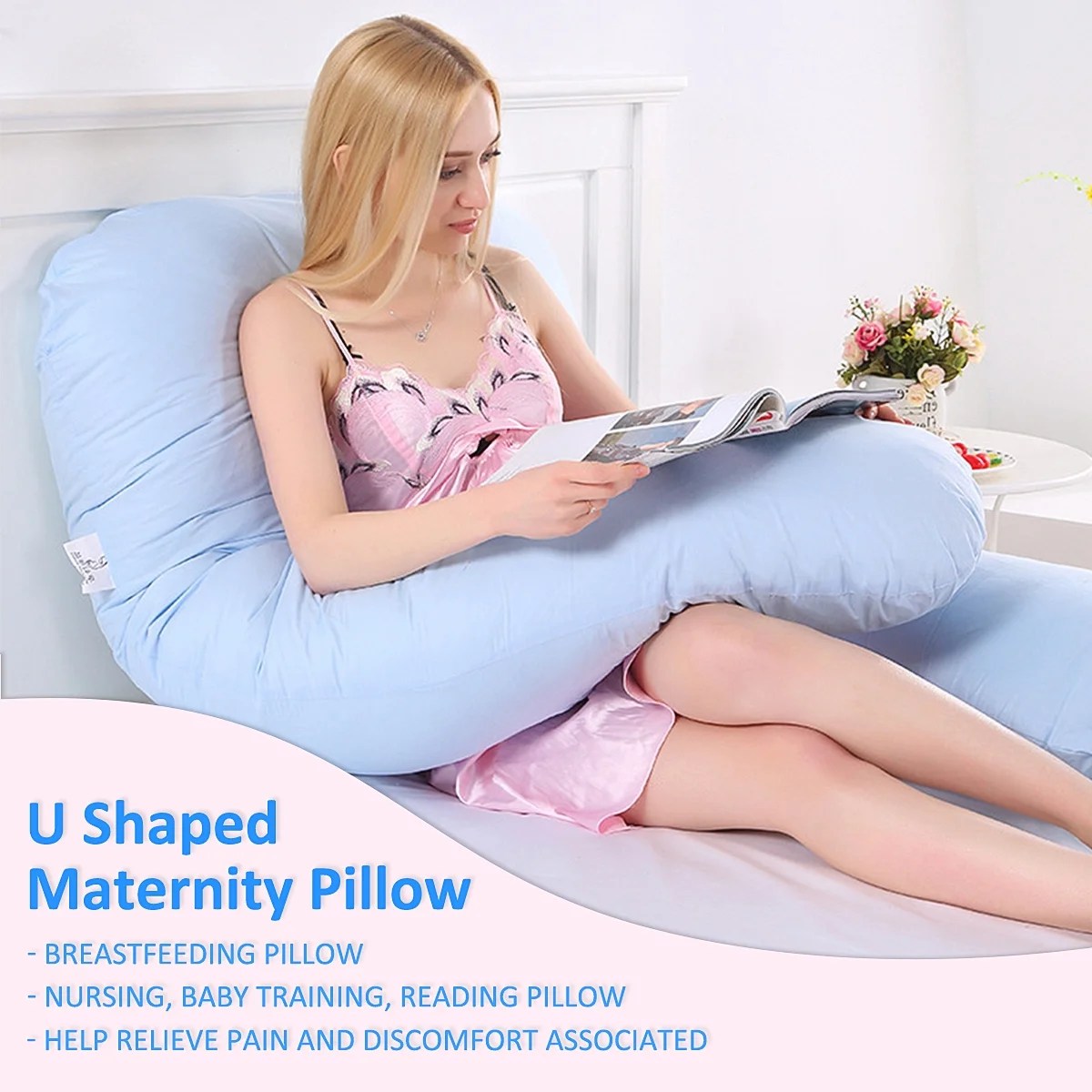 Large U Shape Total Body Pillow Pregnancy Maternity Comfort Support Cushion Sleep Nursing Maternity Sleep Bed Pillow Blue | Walmart Canada