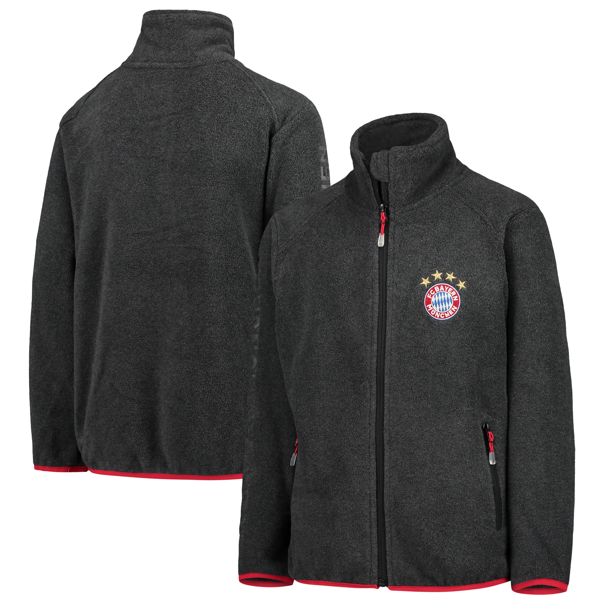 Bayern Munich Youth Fleece FullZip Jacket Heathered Gray