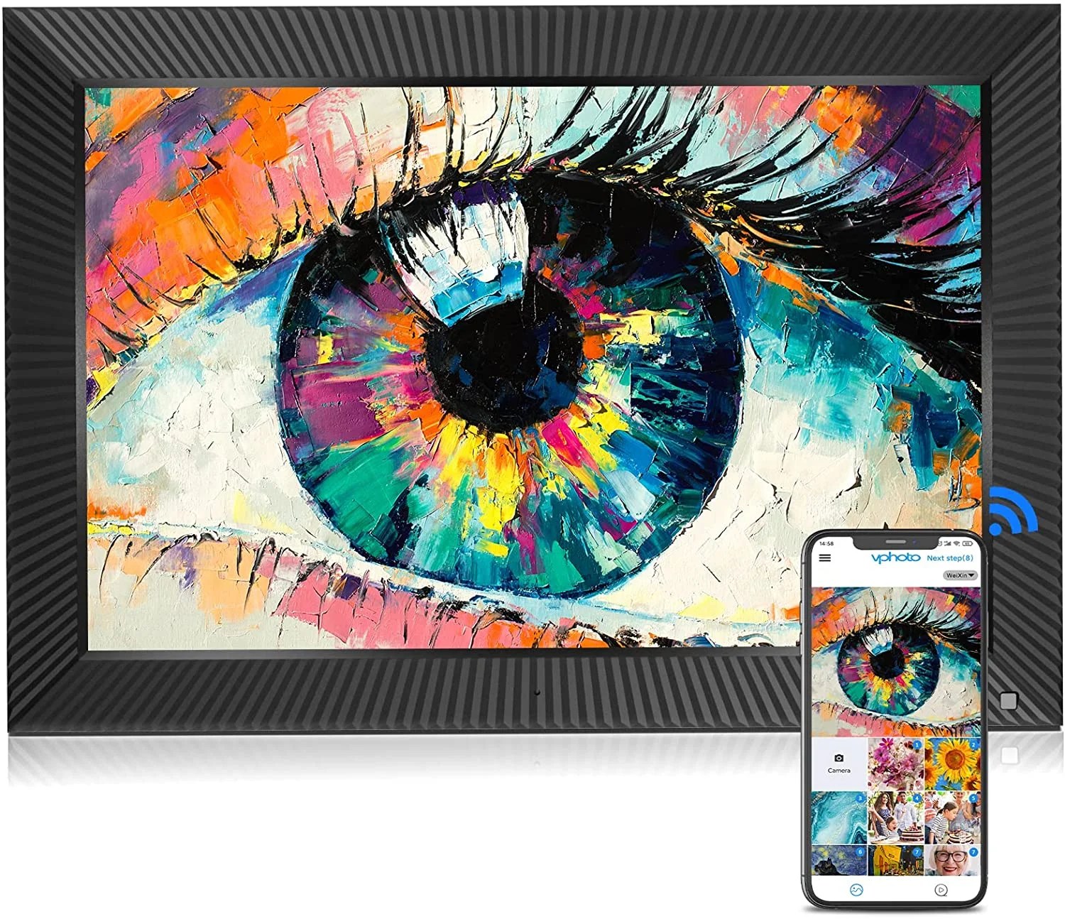 NexFoto 13 Inch Digital Photo Frame with IPS Screen, Smart WiFi