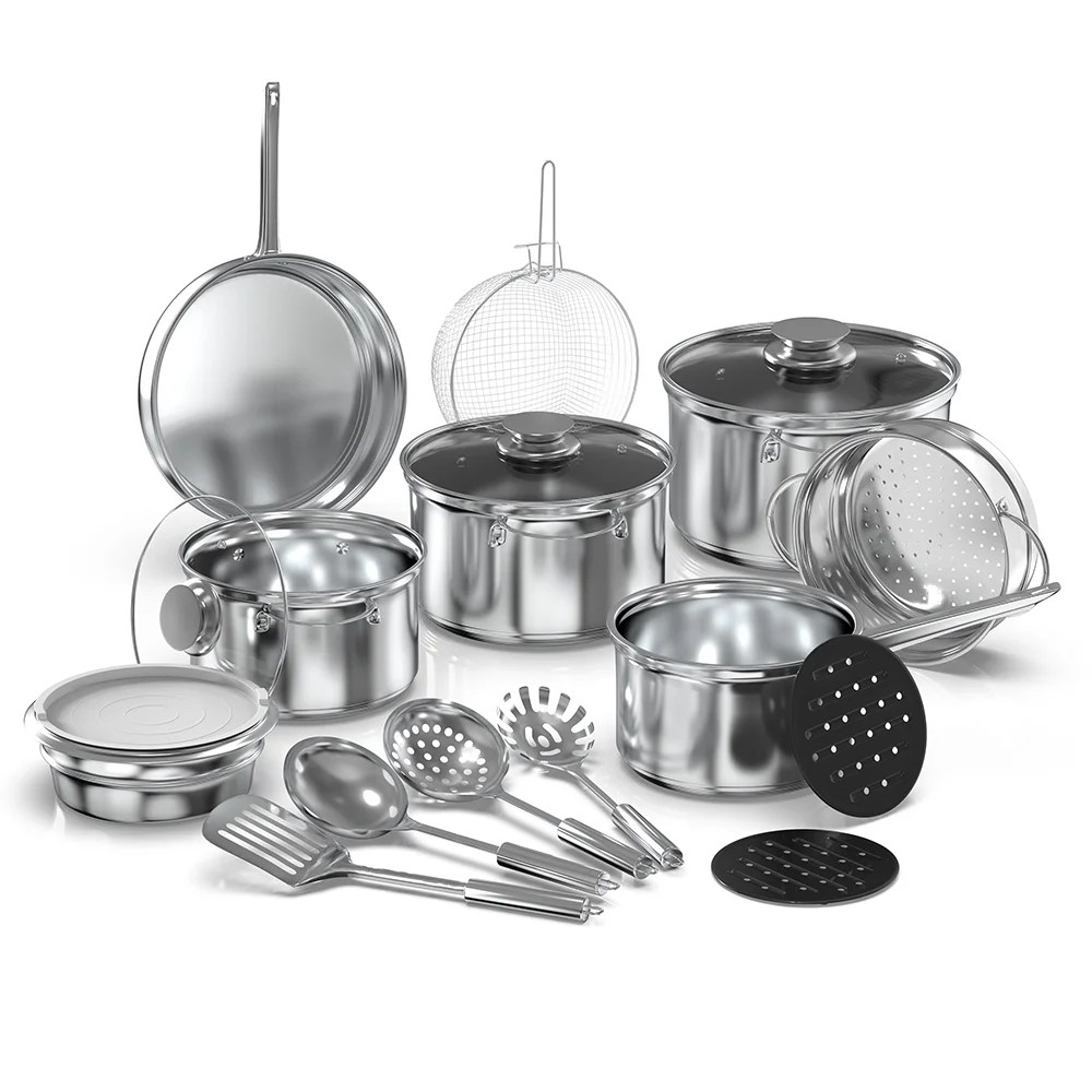 KIZOCAY Professional Stainless Steel Pots and Pans Set, 18Piece