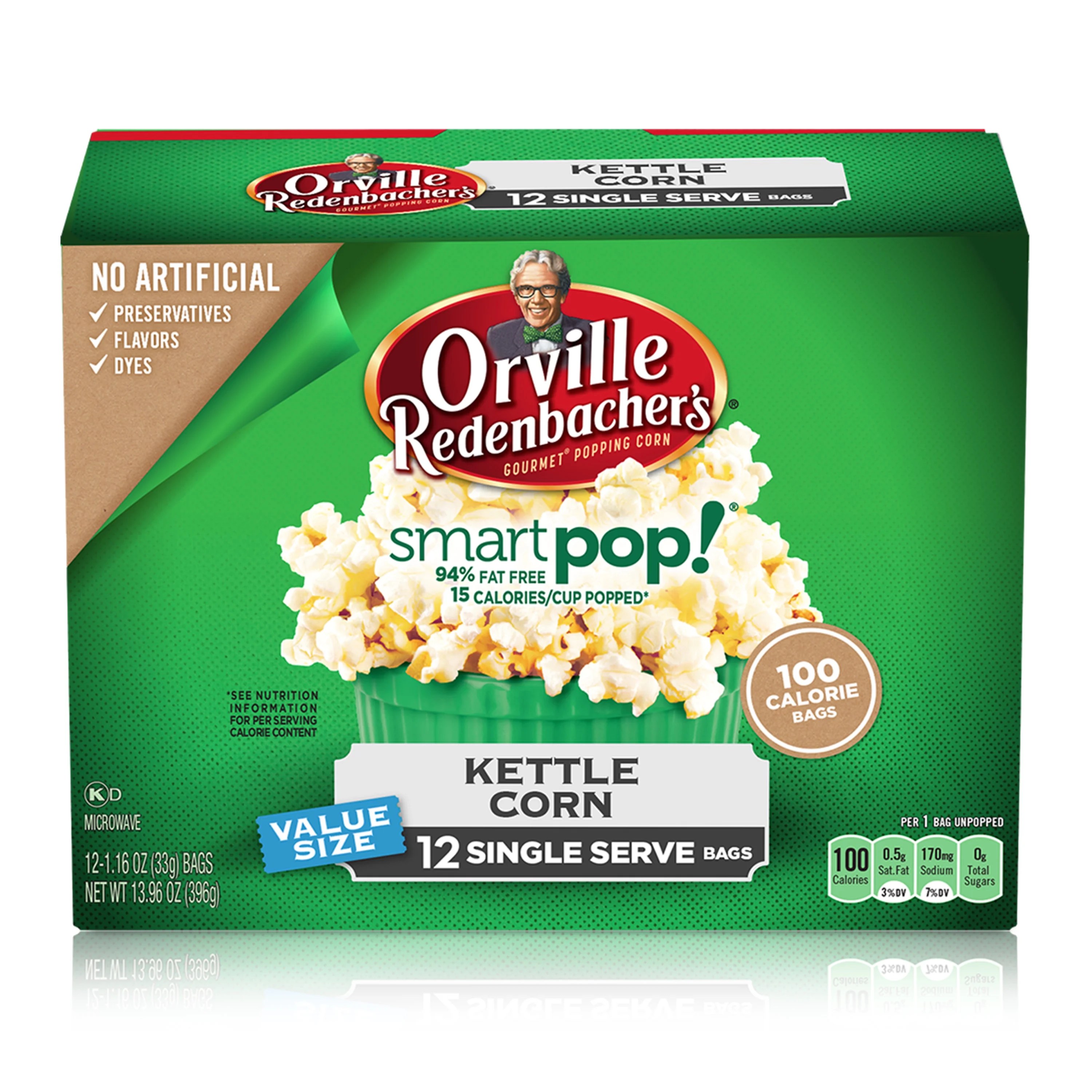 Orville Redenbacher&#039;s 100 Calorie Kettle Corn Microwave Popcorn, 12 Ct